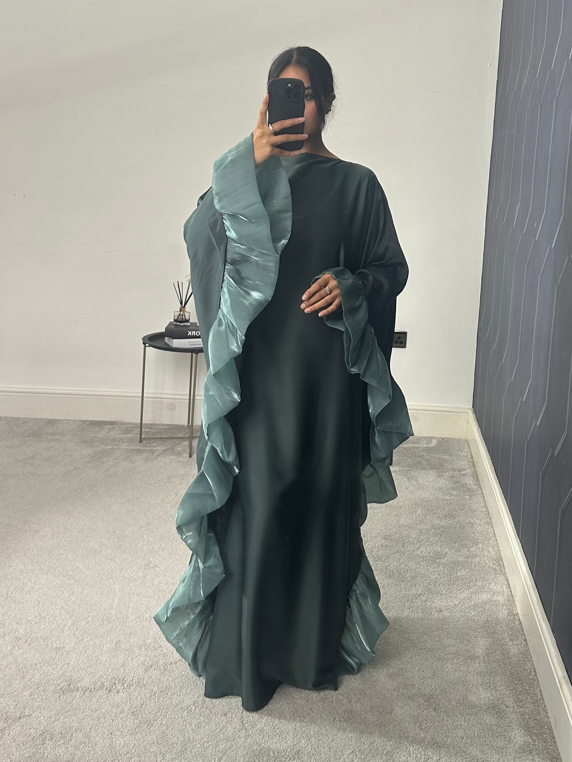 Haniya Ruffle Abaya (Sage)