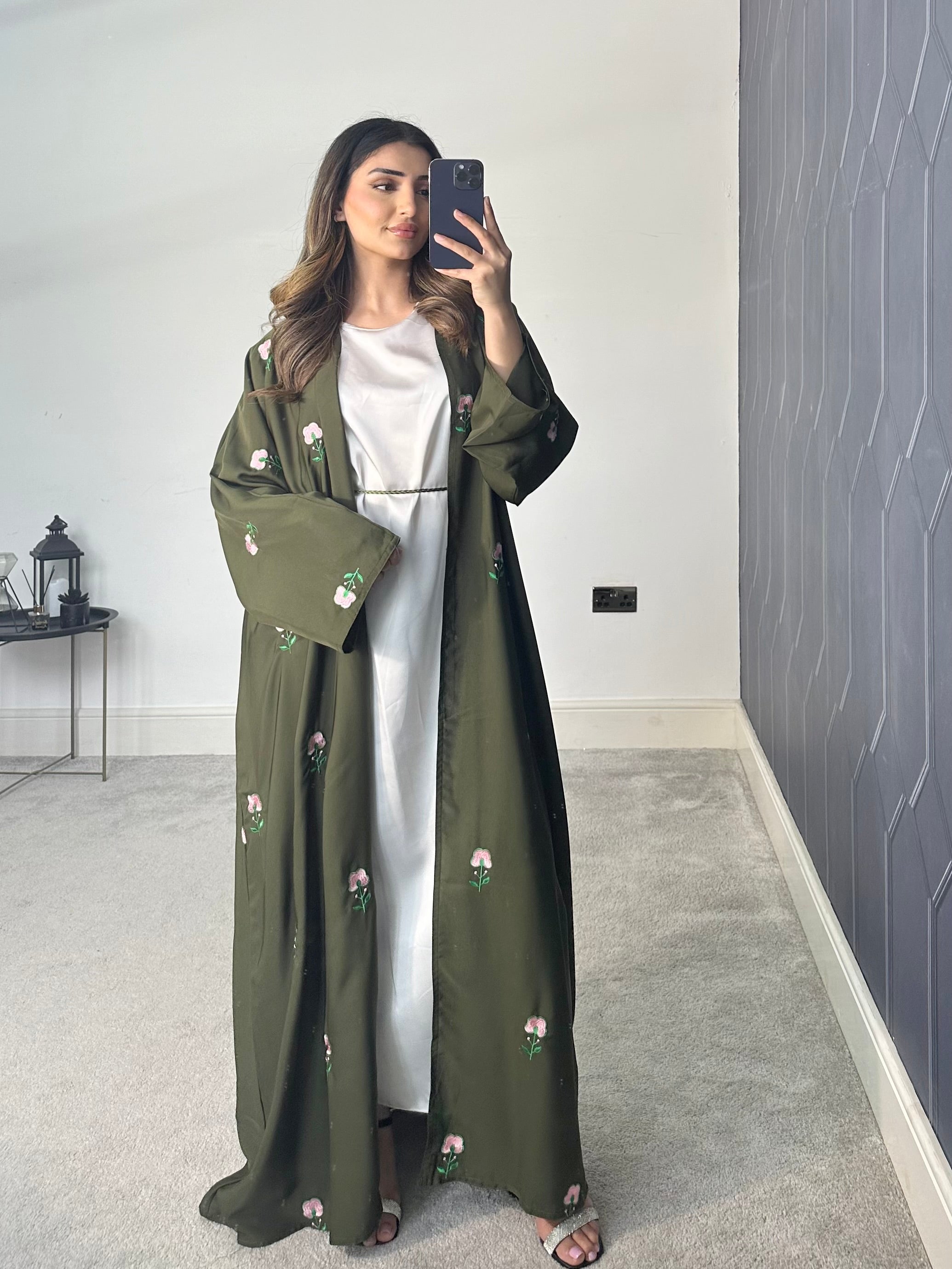 Nadia Floral Abaya (Green)