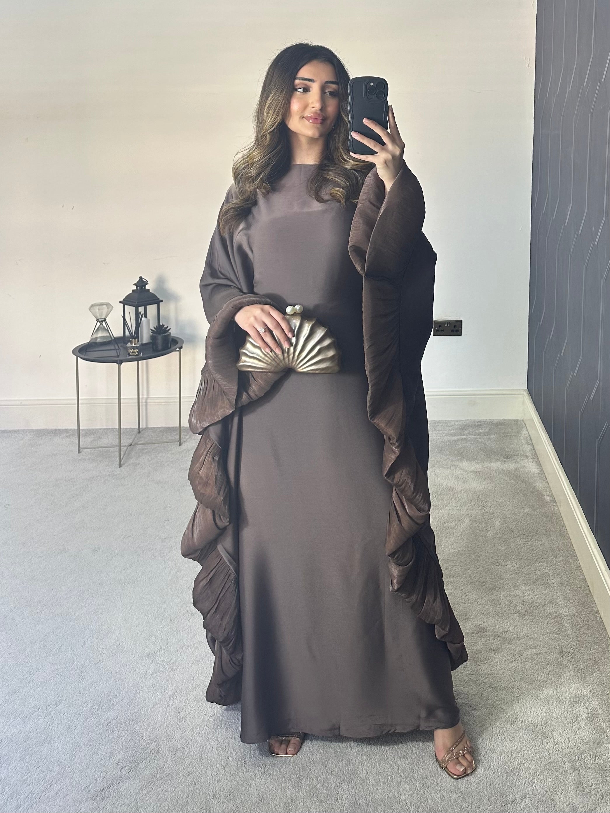 Haniya Ruffle Abaya (Brown)