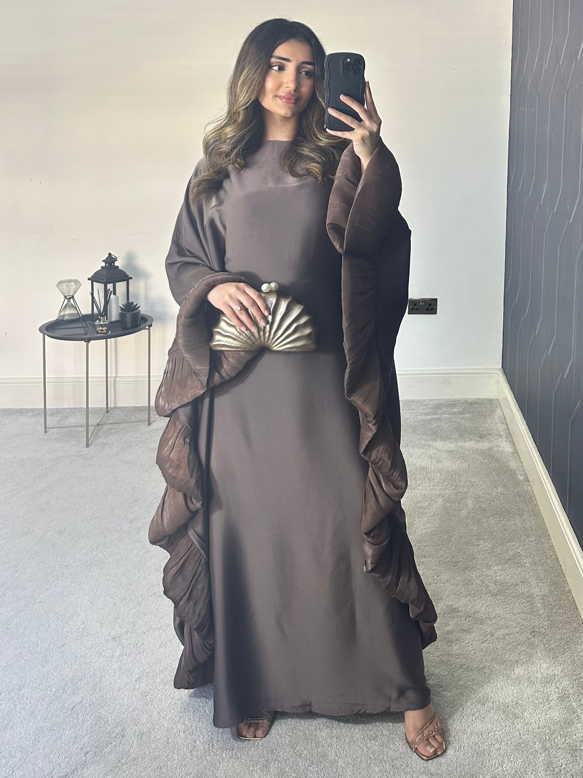 Haniya Ruffle Abaya (Brown)