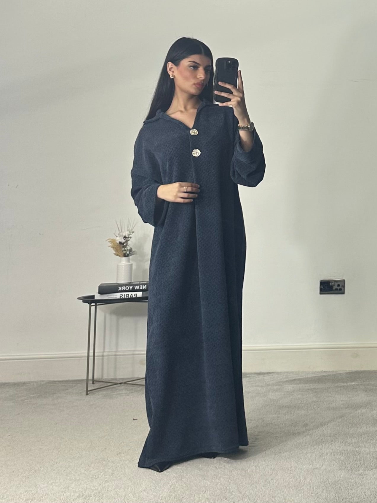 Gold Button Knitted Dress
