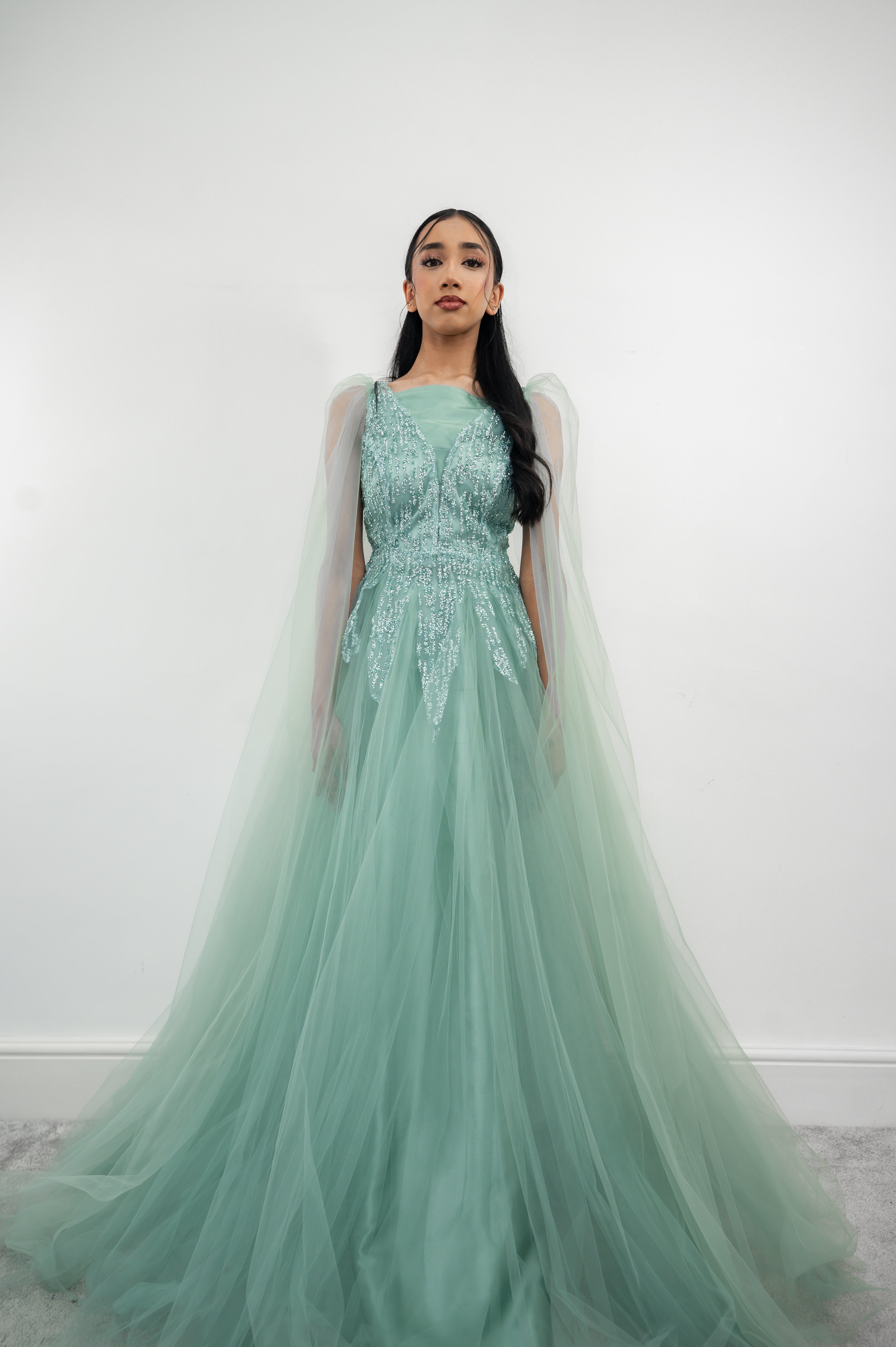 Melike Tulle Gown (Sage)