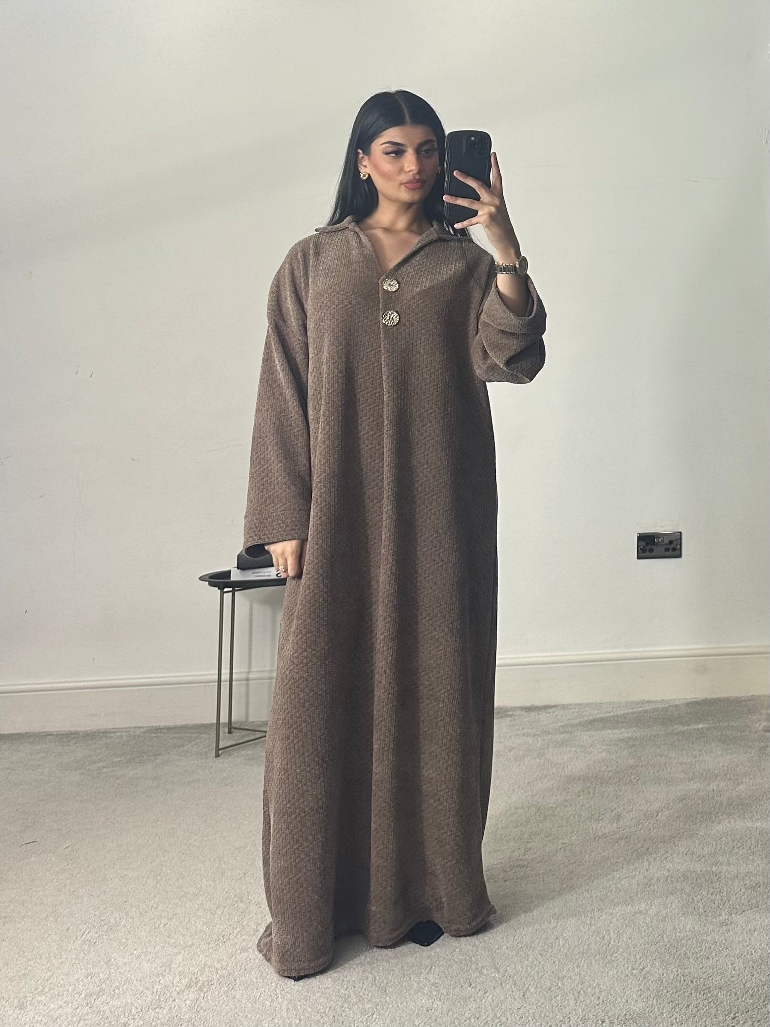 Gold Button Knitted Dress