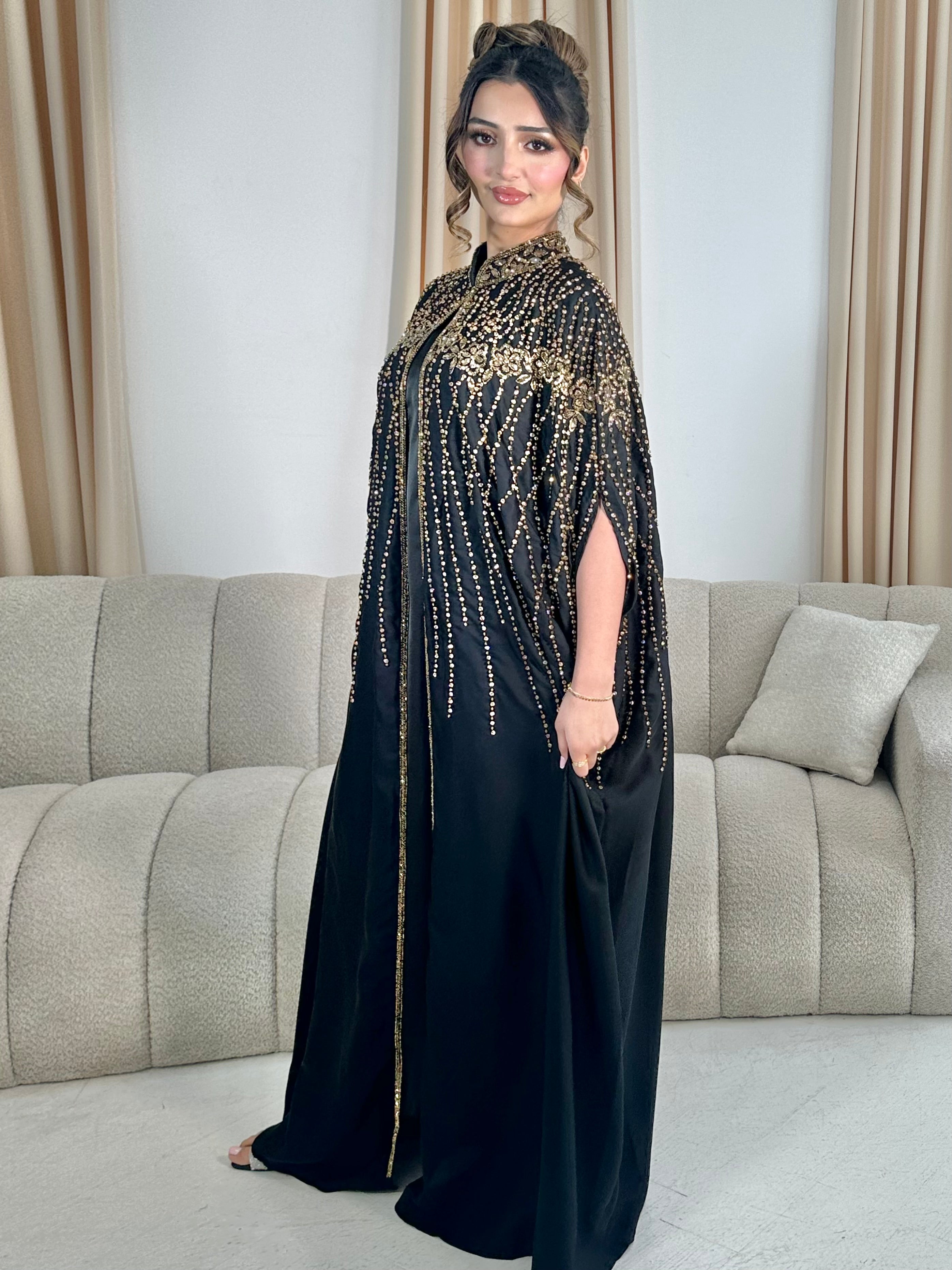 Hurain Gold Embellished Abaya/Cape