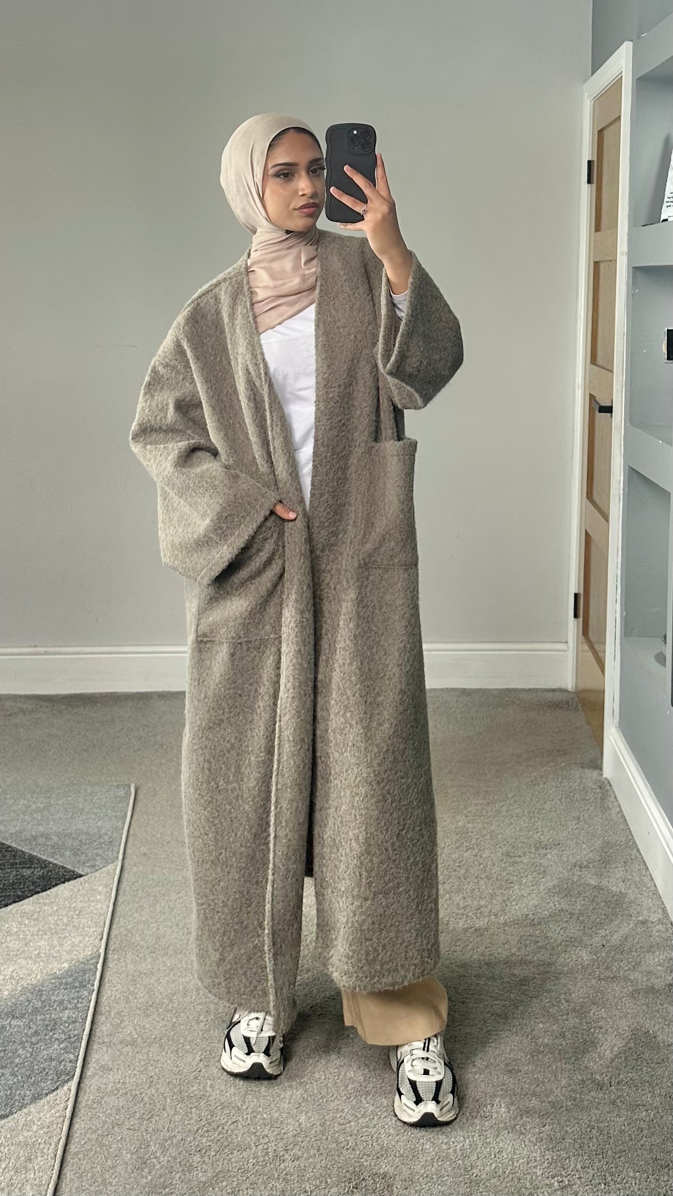 Fleece Fur Longline Coat with pockets