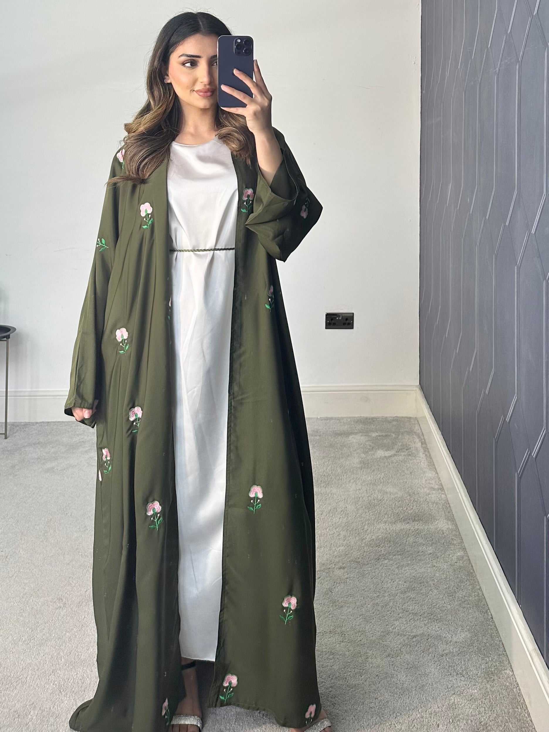 Nadia Floral Abaya (Green)