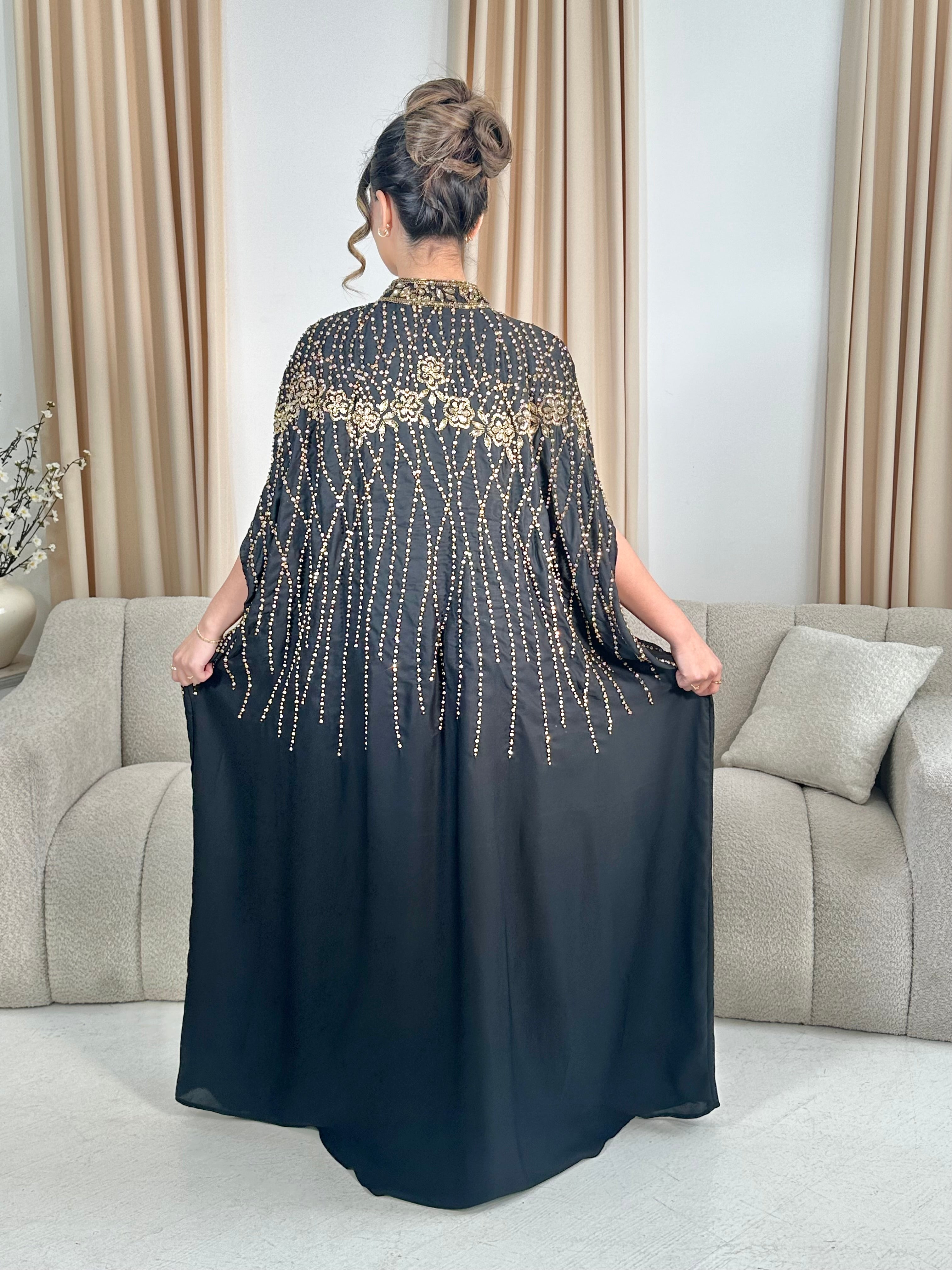 Hurain Gold Embellished Abaya/Cape