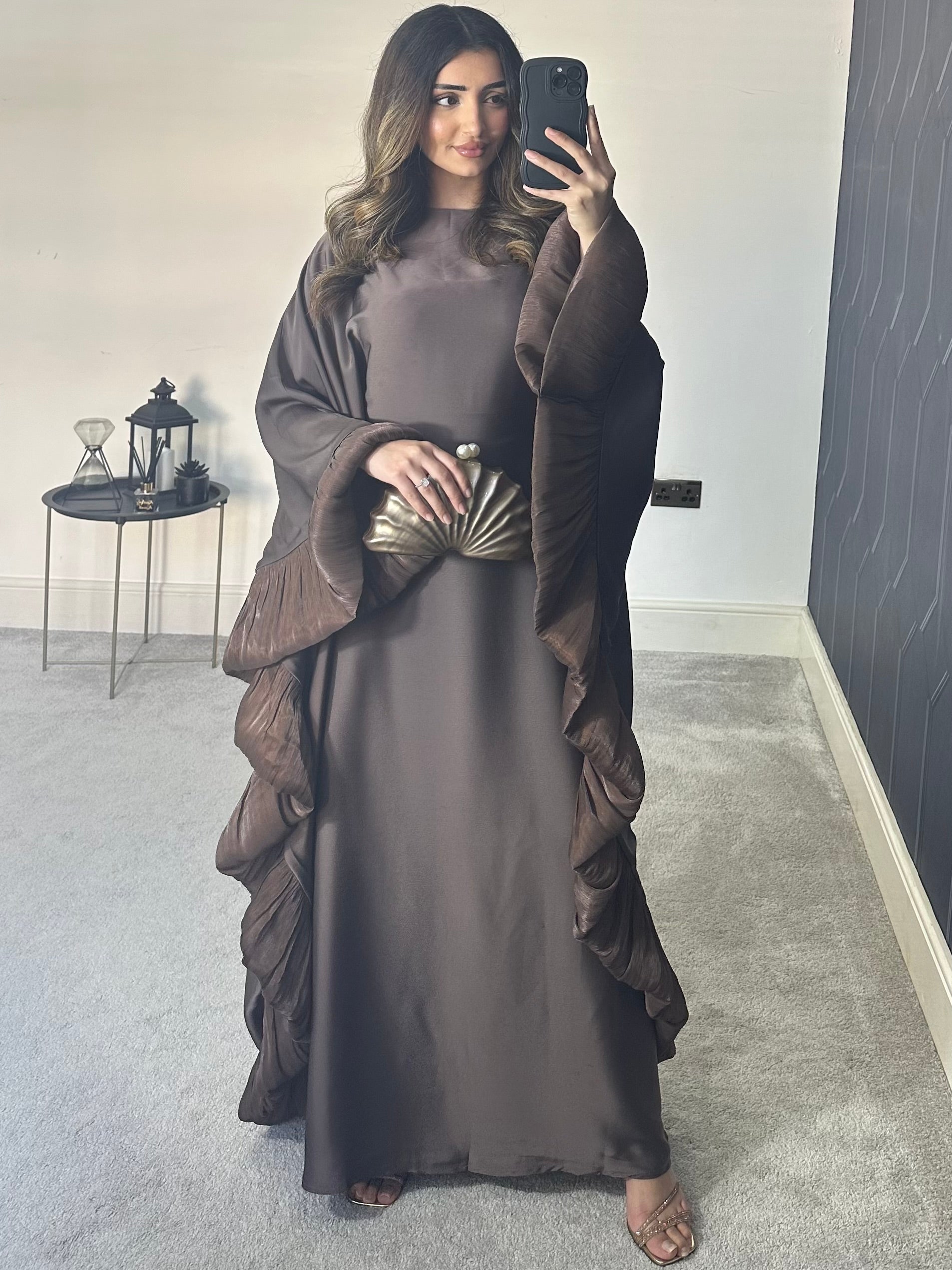 Haniya Ruffle Abaya (Brown)