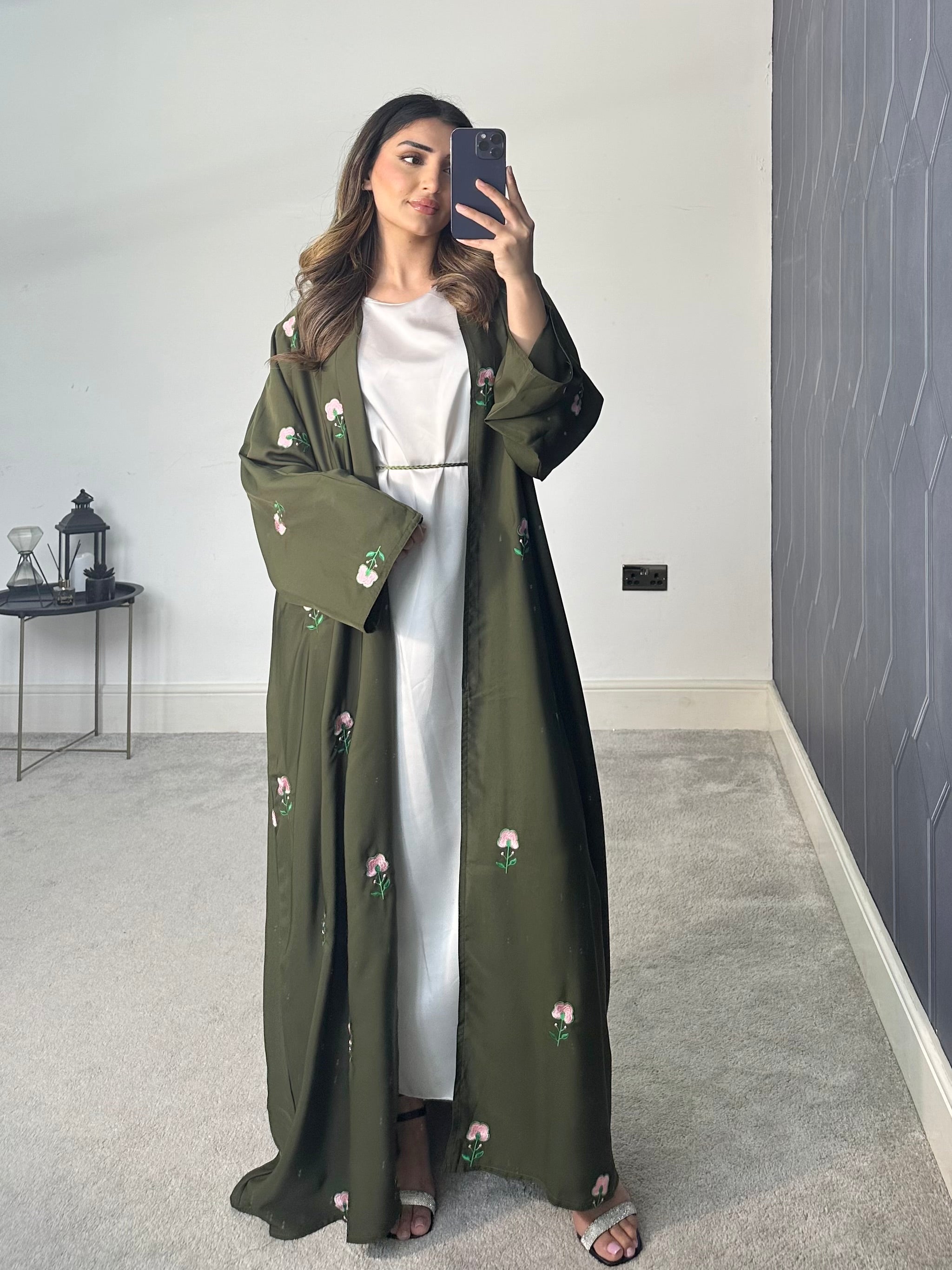 Nadia Floral Abaya (Green)