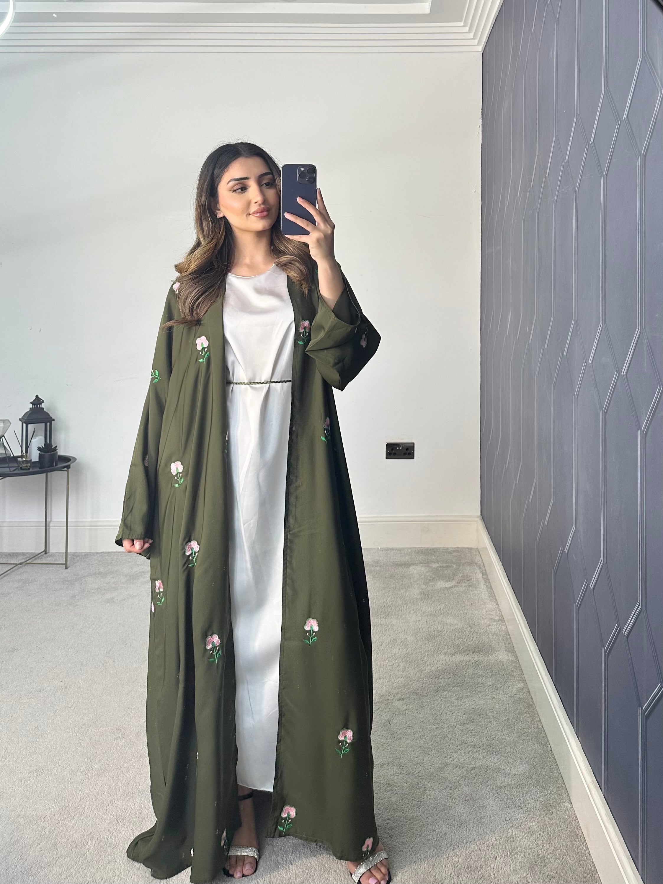 Nadia Floral Abaya (Green)