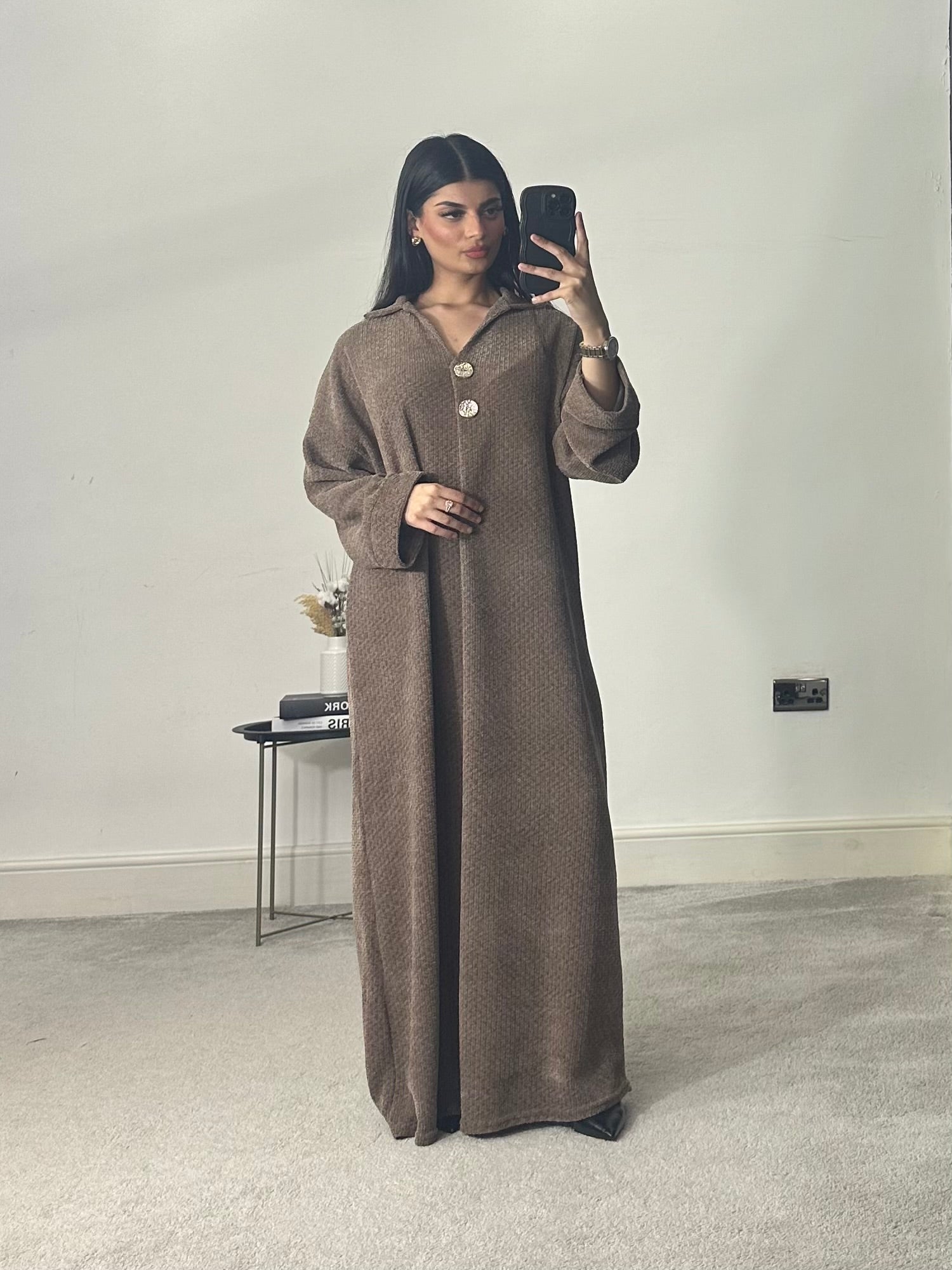 Gold Button Knitted Dress