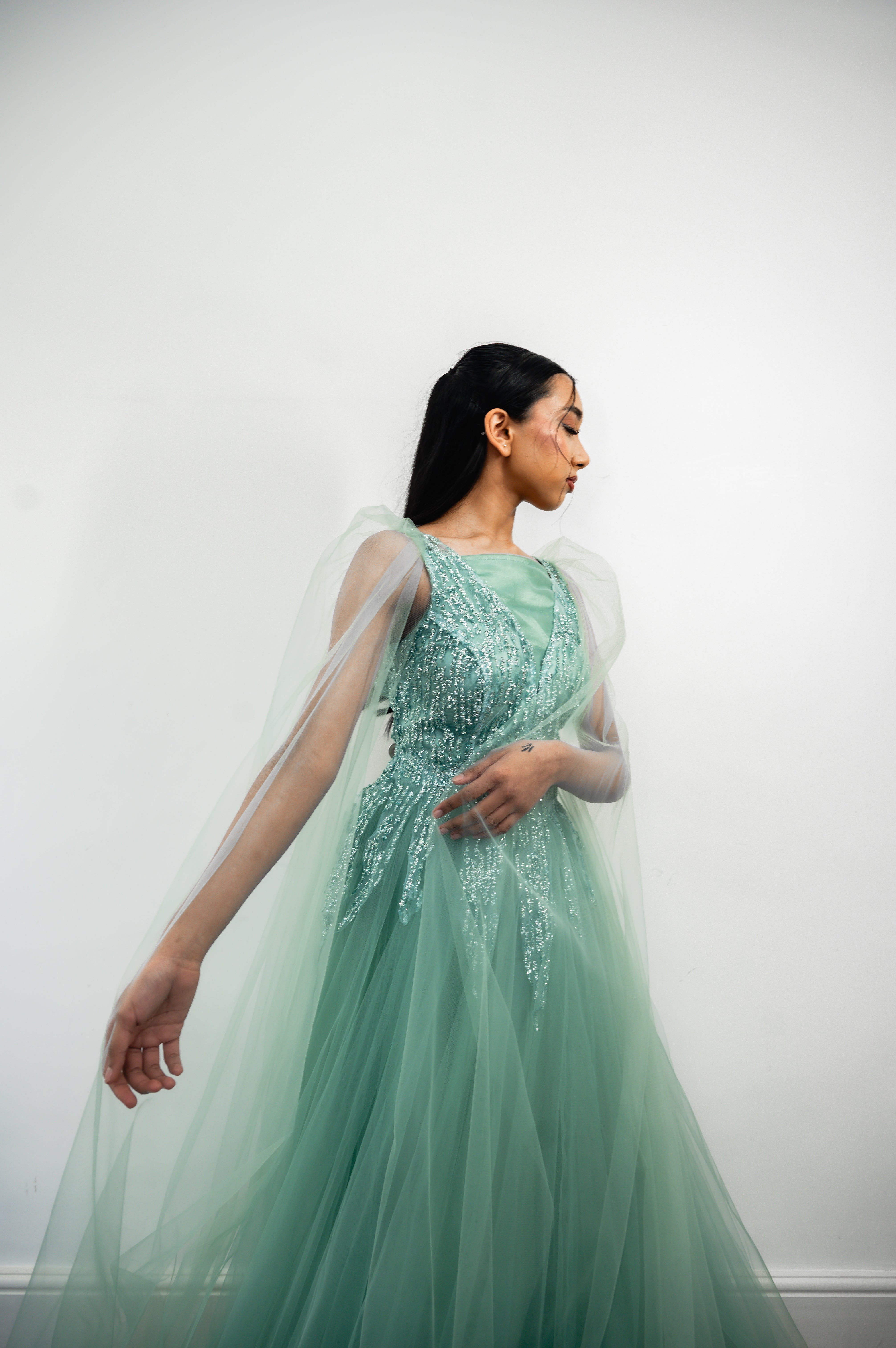 Melike Tulle Gown (Sage)