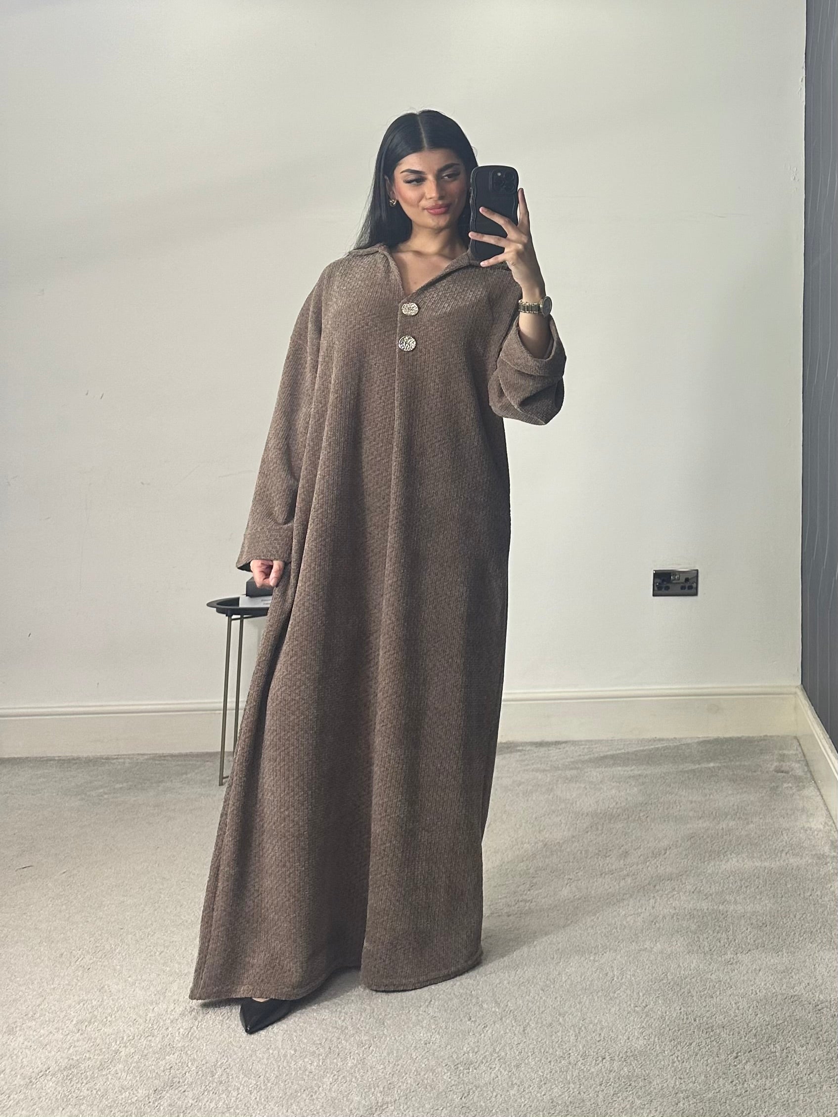 Gold Button Knitted Dress