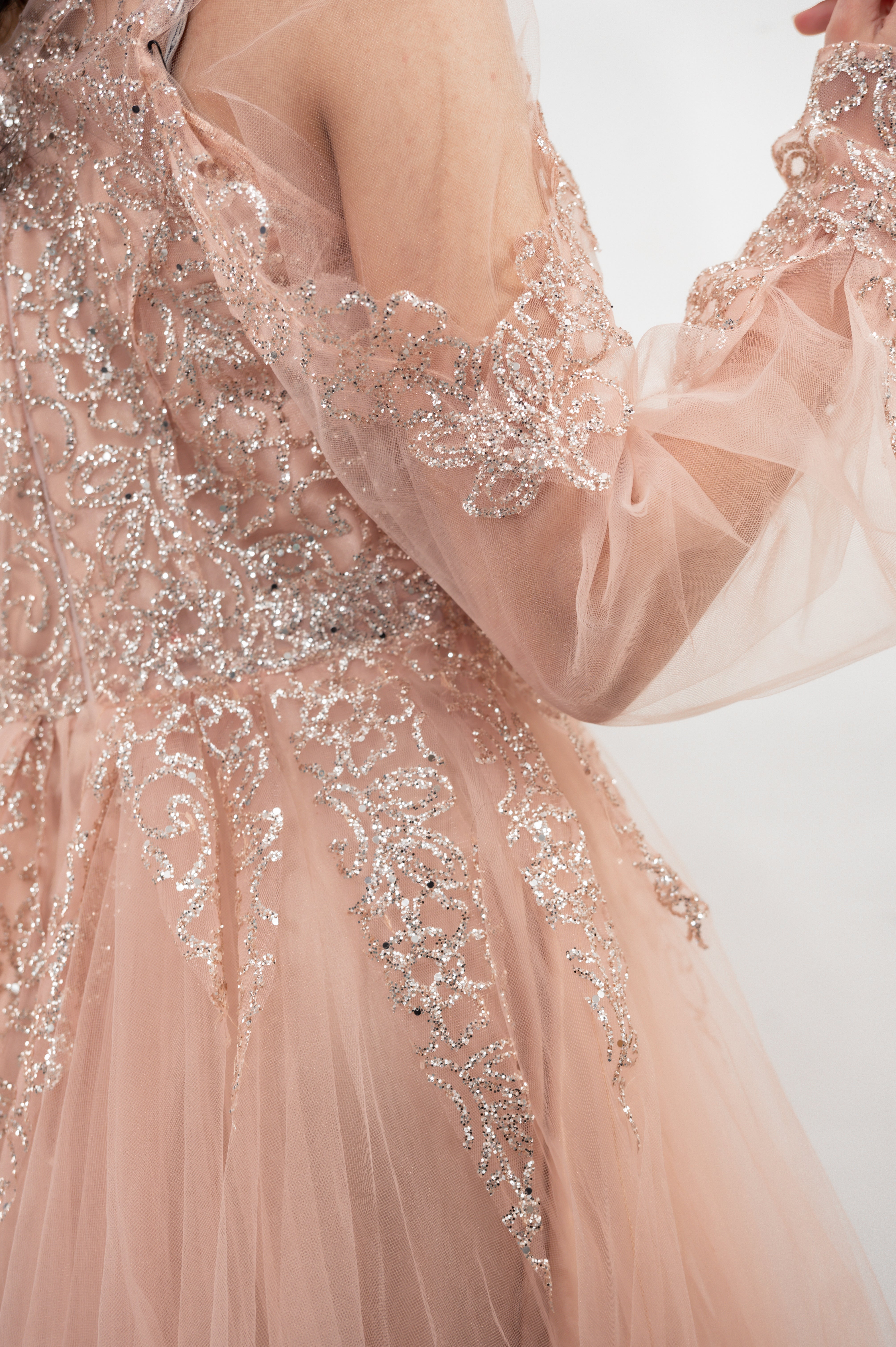 Pink Modest Tulle Gown