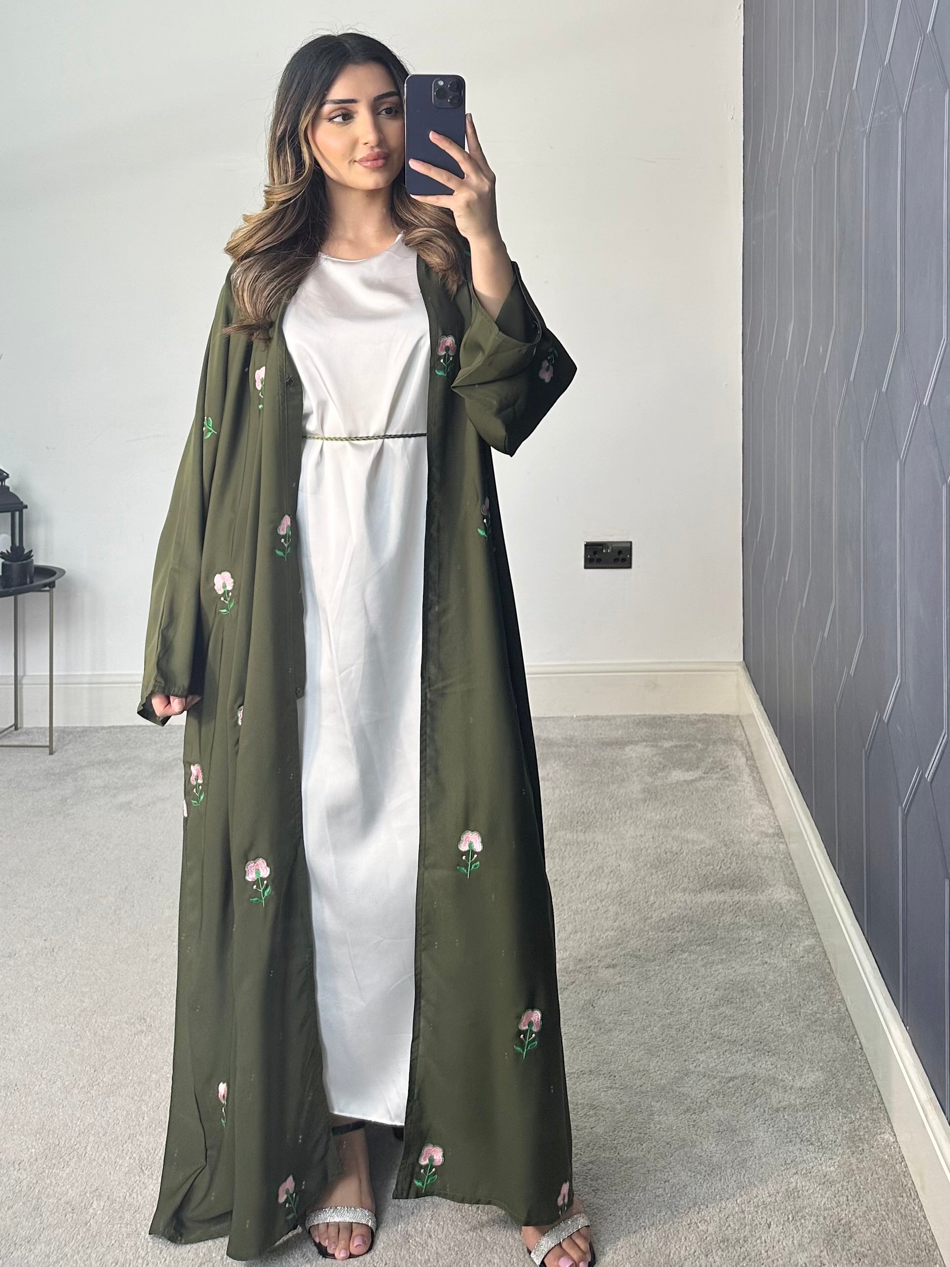 Nadia Floral Abaya (Green)