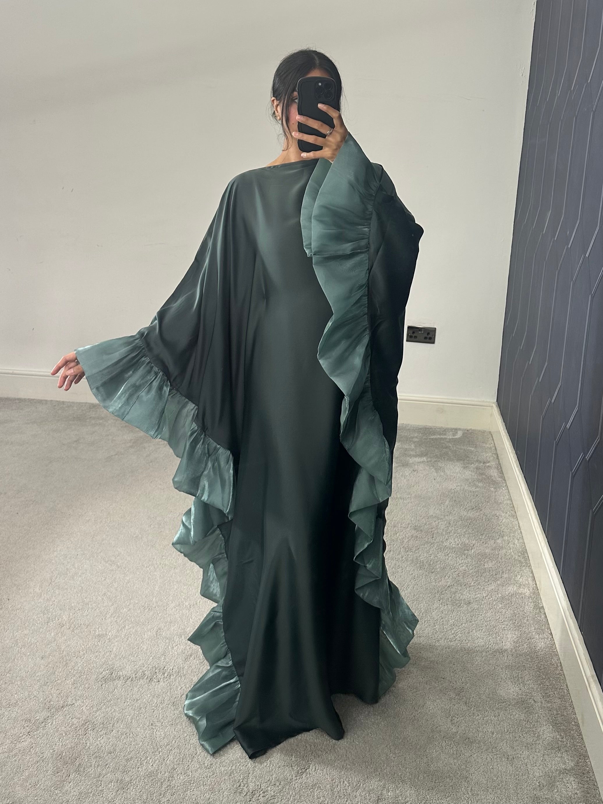Haniya Ruffle Abaya (Sage)