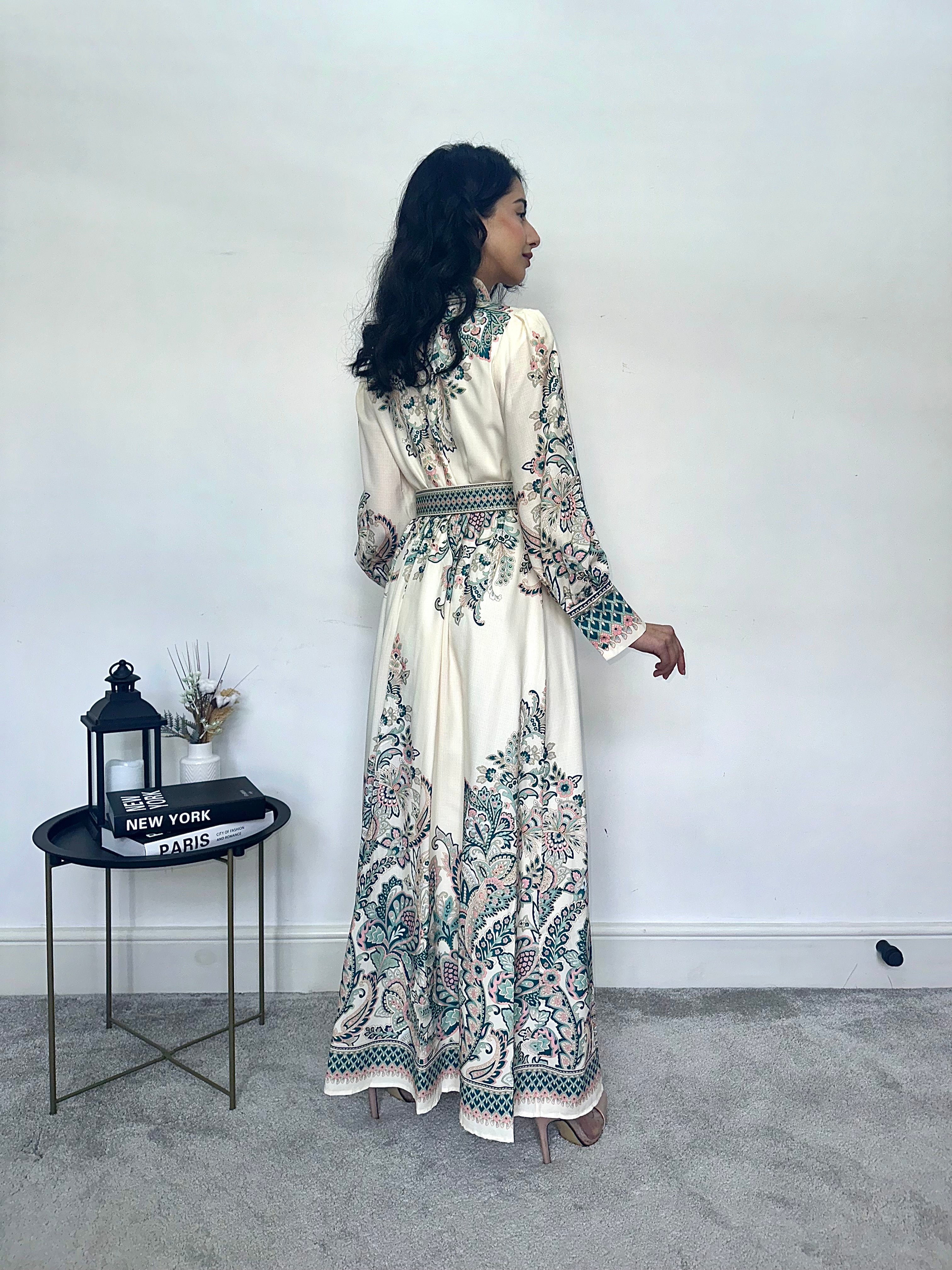 Zoya Paisley Print Long Dress