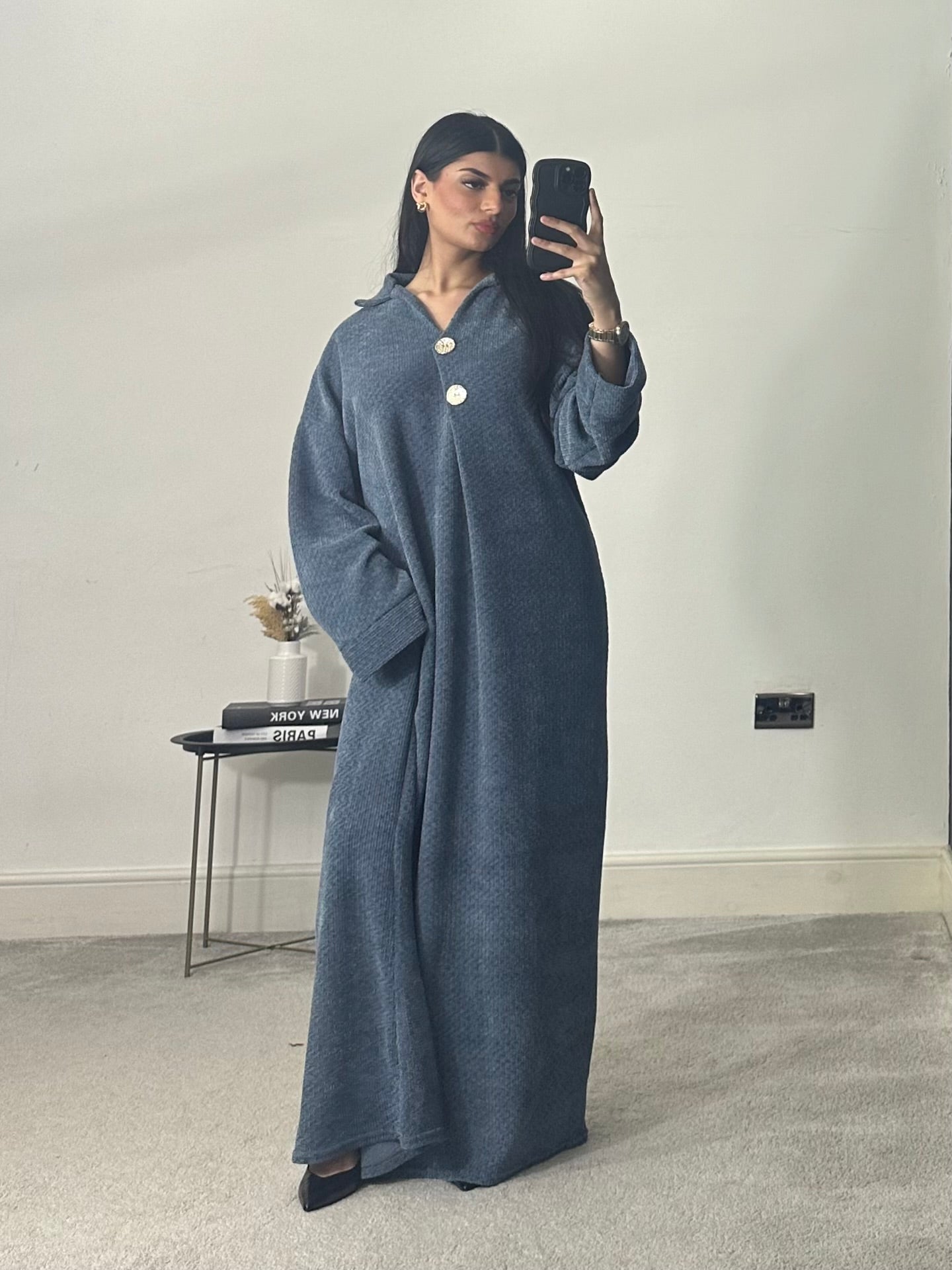 Gold Button Knitted Dress