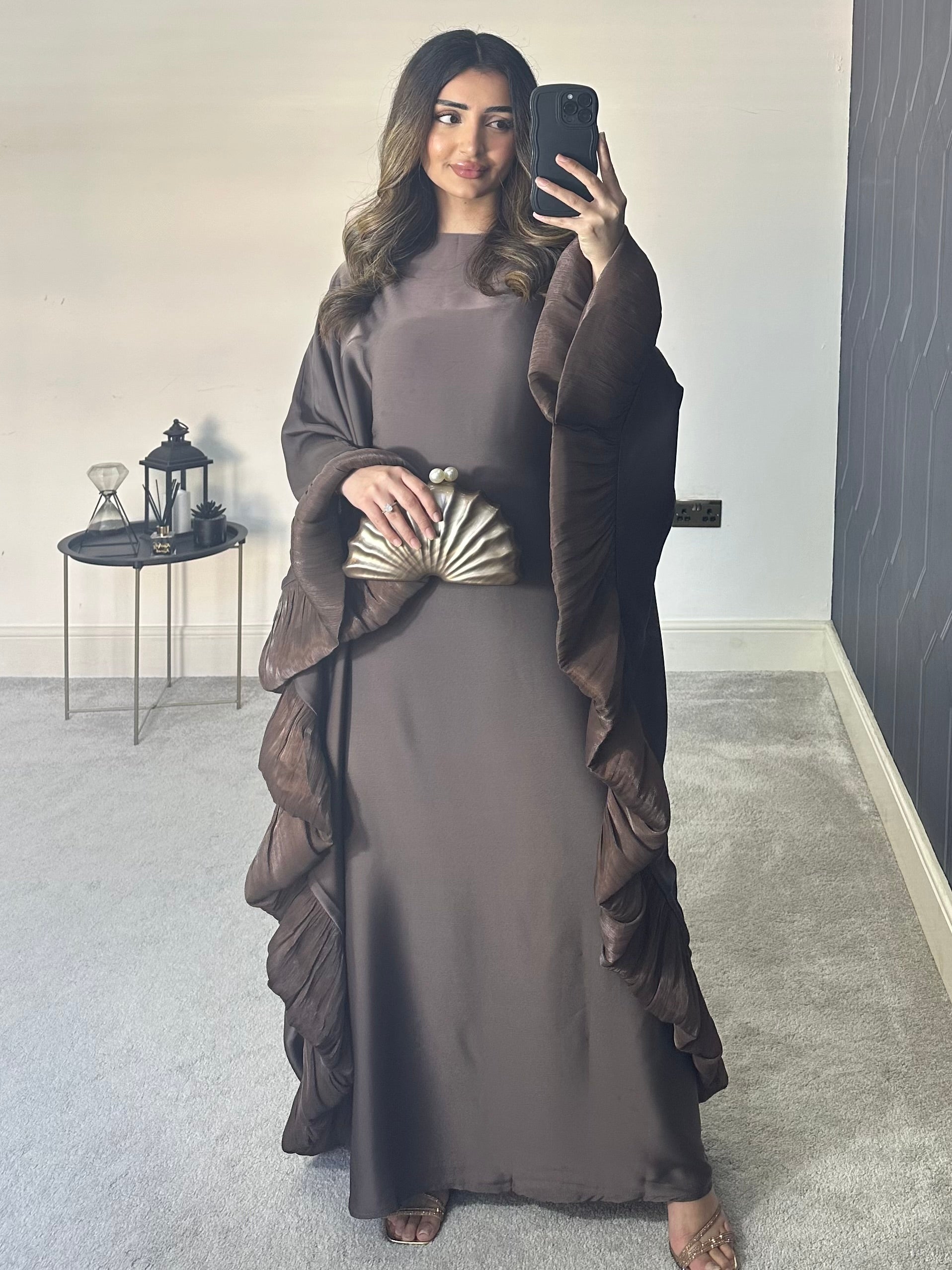 Haniya Ruffle Abaya (Brown)