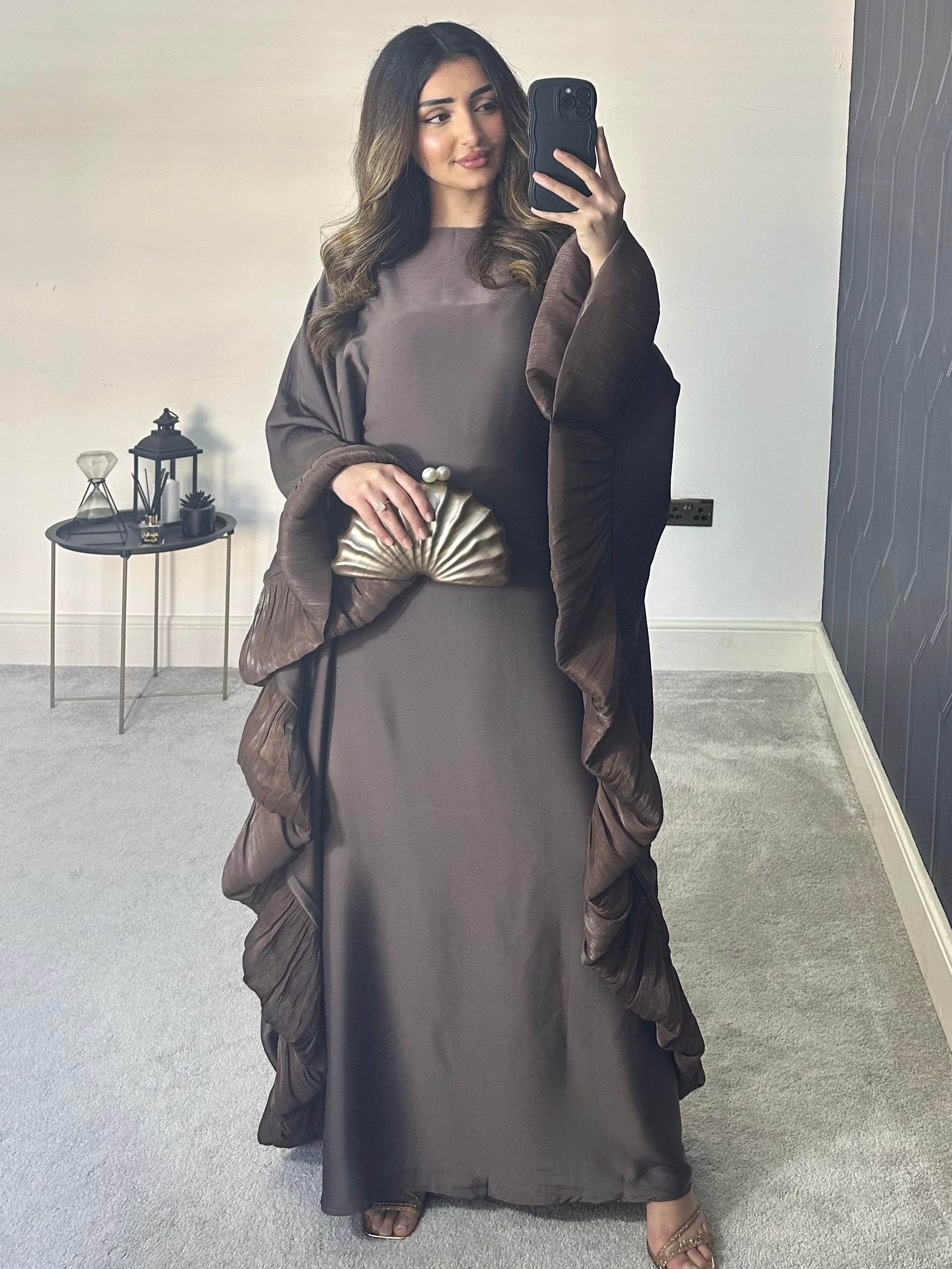 Haniya Ruffle Abaya (Brown)
