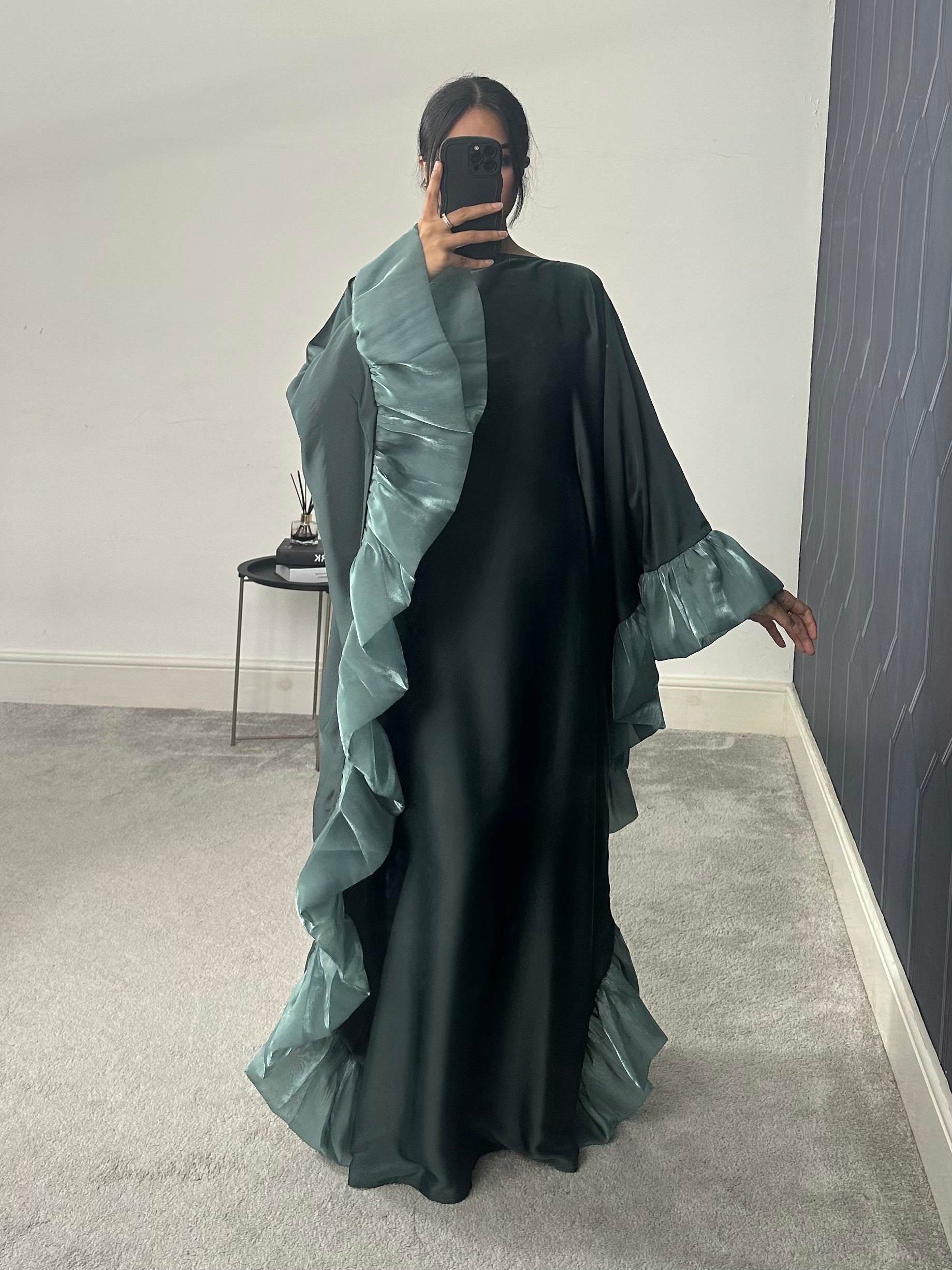 Haniya Ruffle Abaya (Sage)
