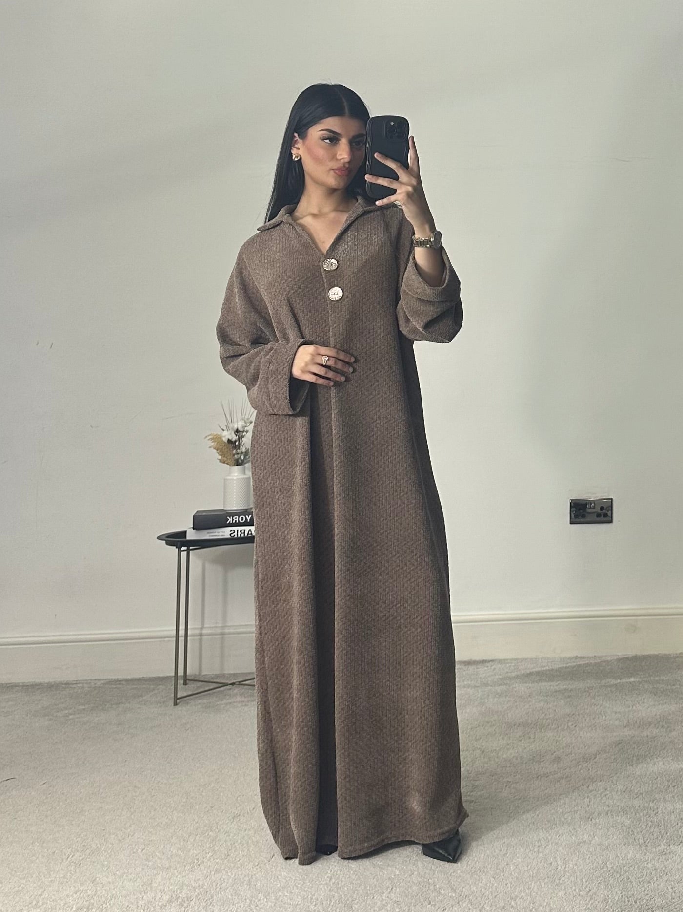 Gold Button Knitted Dress