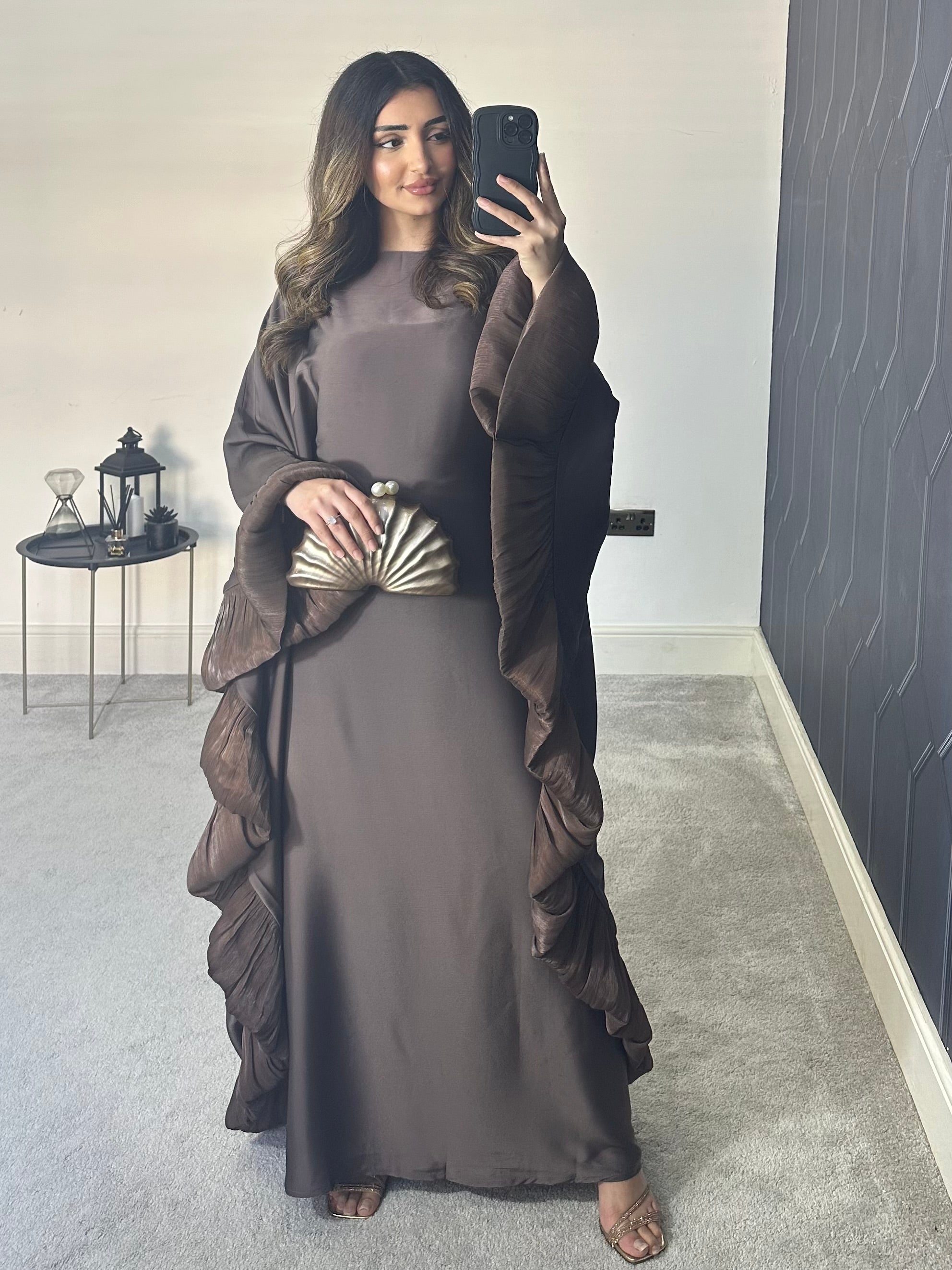 Haniya Ruffle Abaya (Brown)