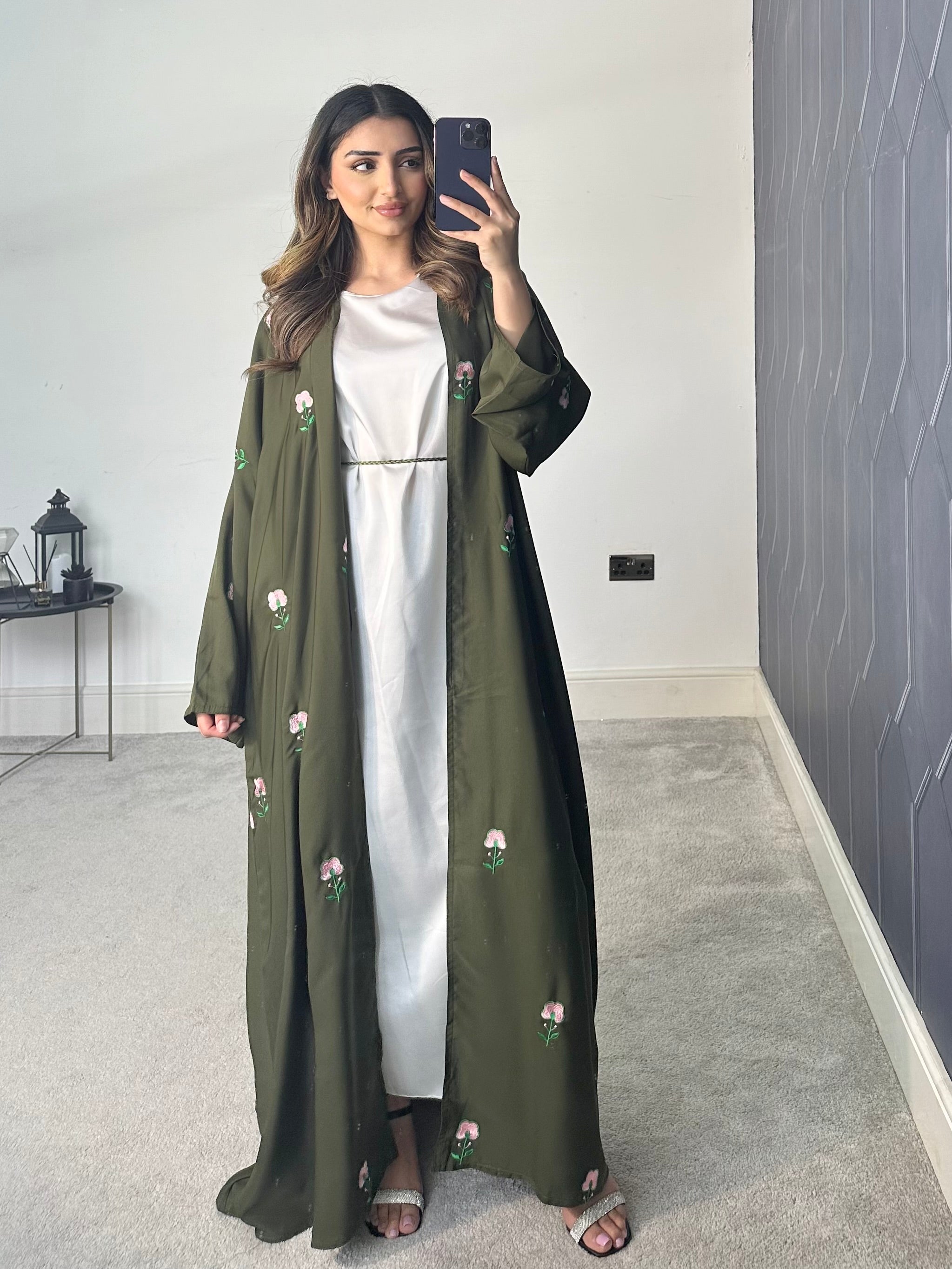 Nadia Floral Abaya (Green)