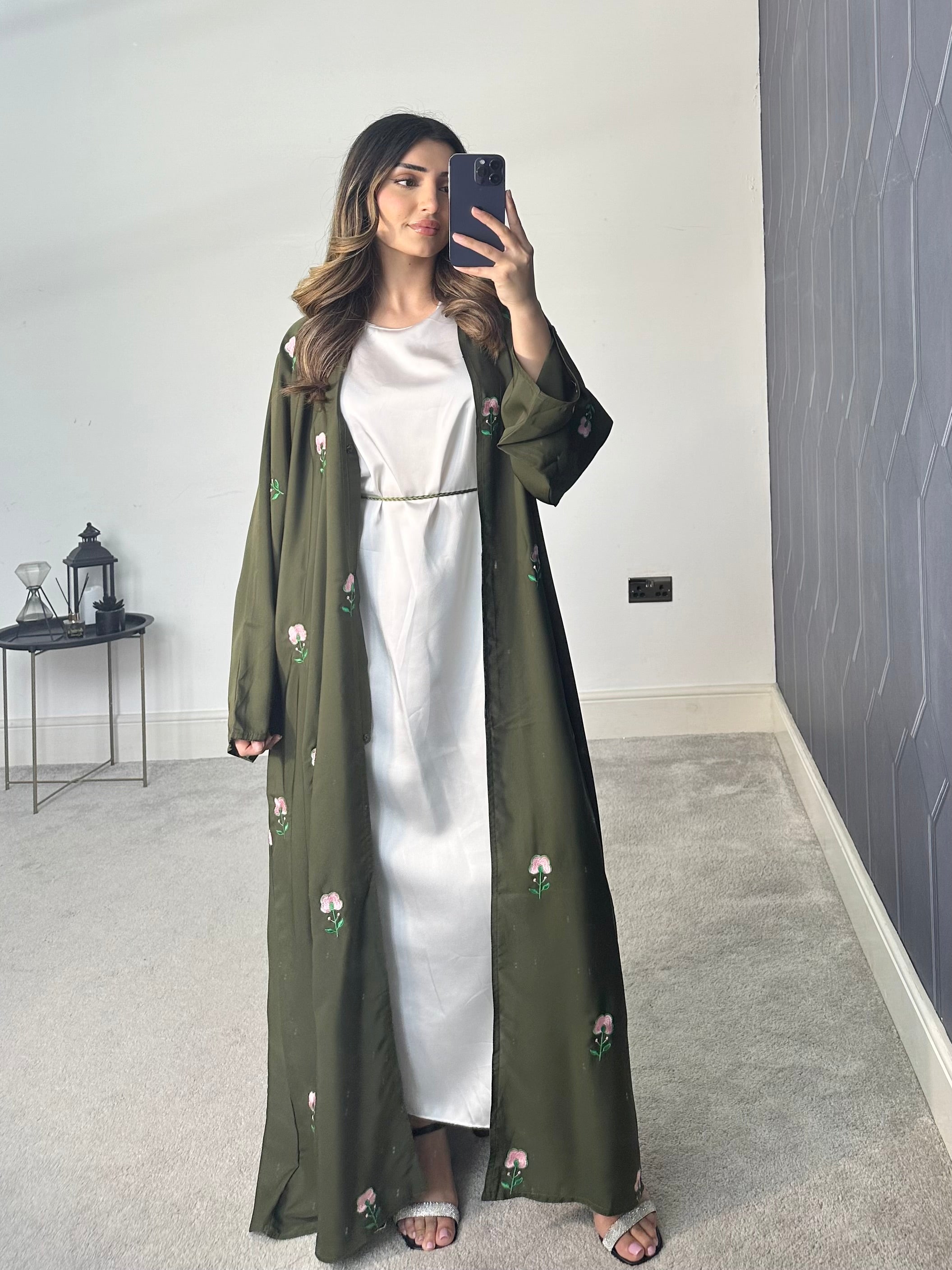 Nadia Floral Abaya (Green)