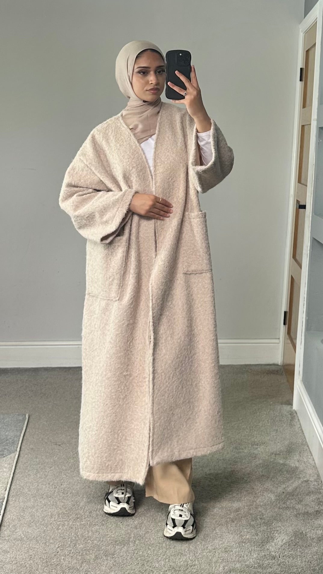 Fleece Fur Longline Coat with pockets