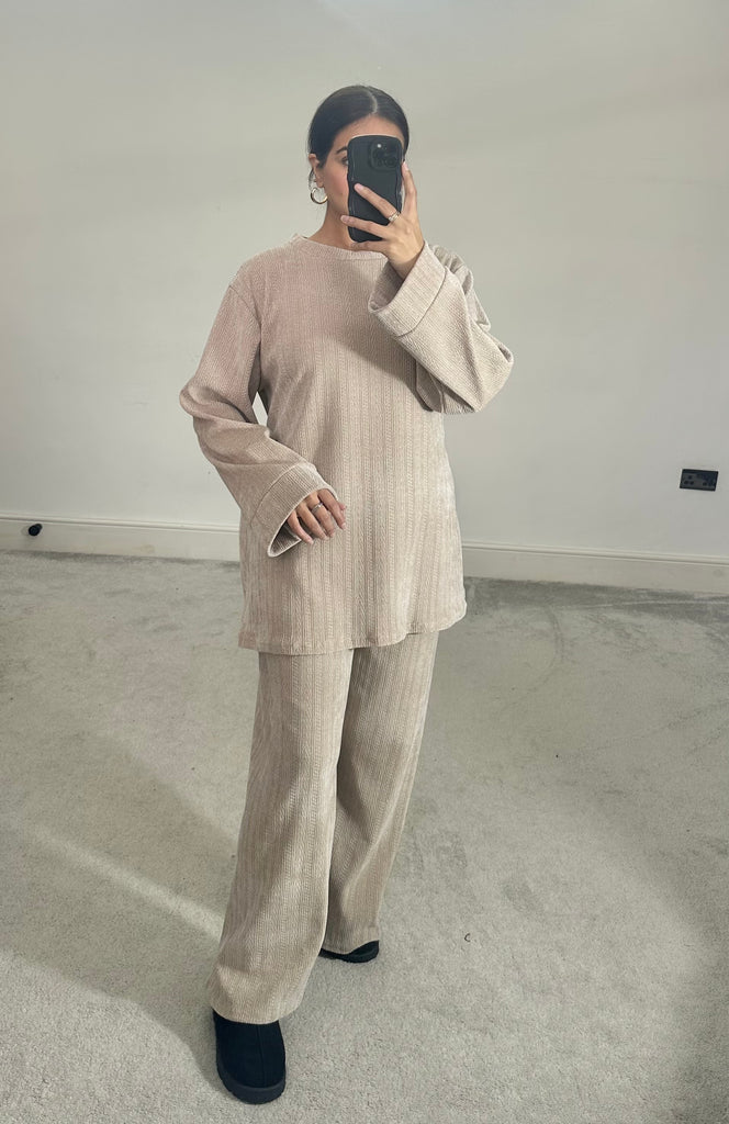 Textured velvet feel corduroy 2 piece co ord set