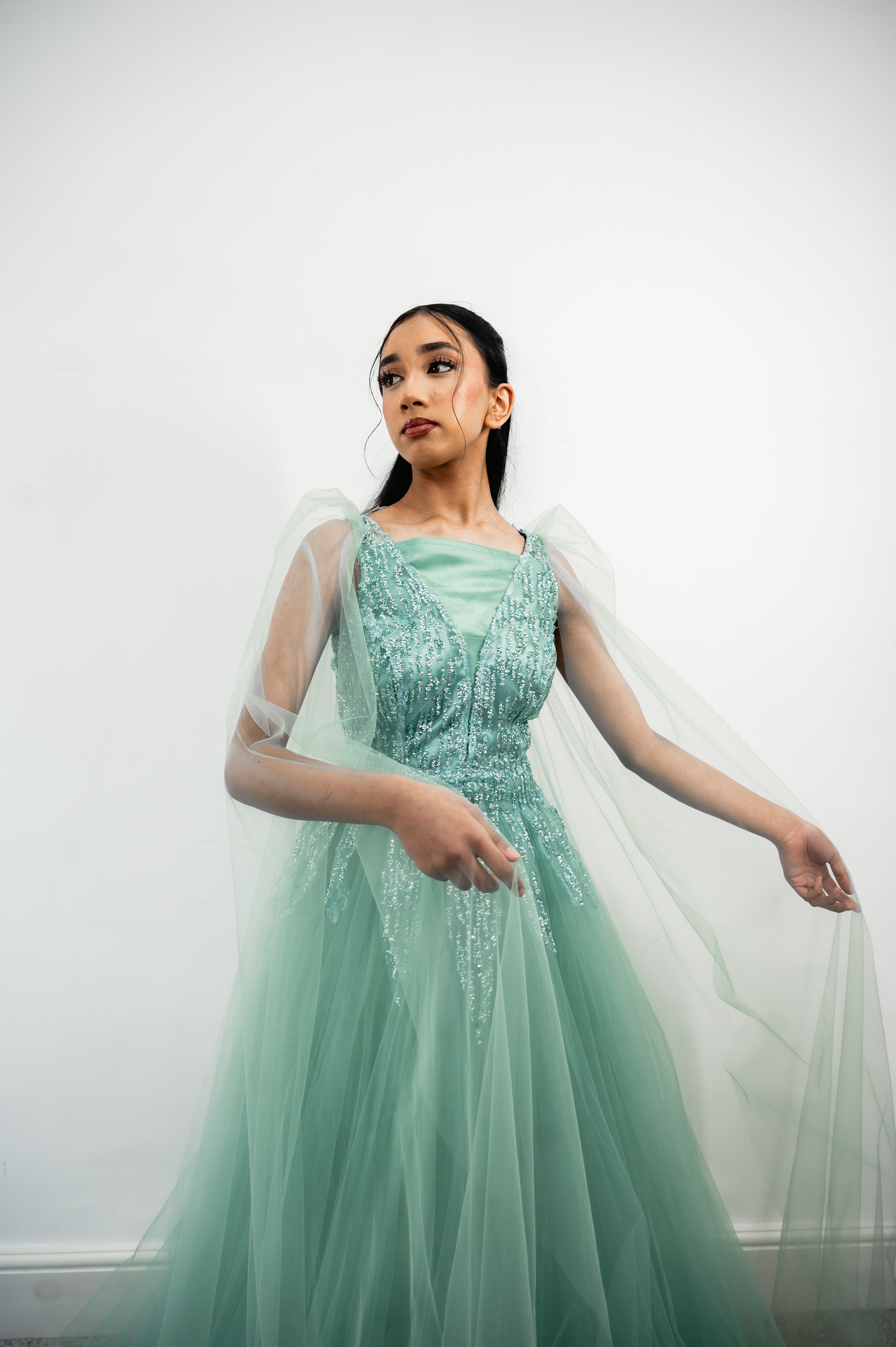 Melike Tulle Gown (Sage)