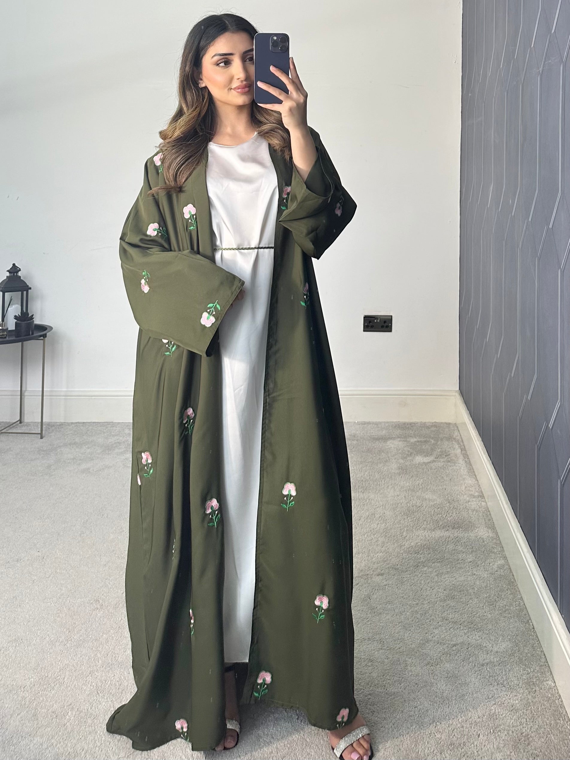 Nadia Floral Abaya (Green)