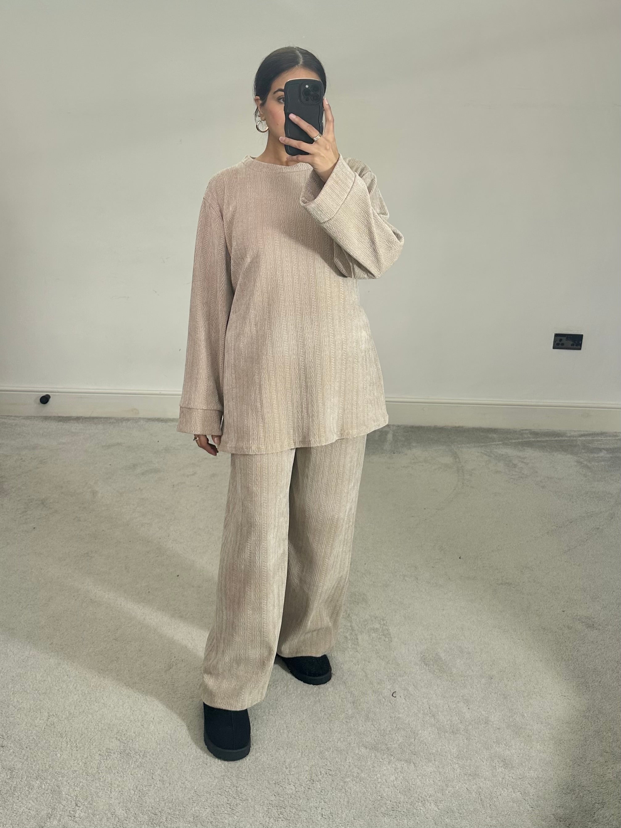 Textured velvet feel corduroy 2 piece co ord set