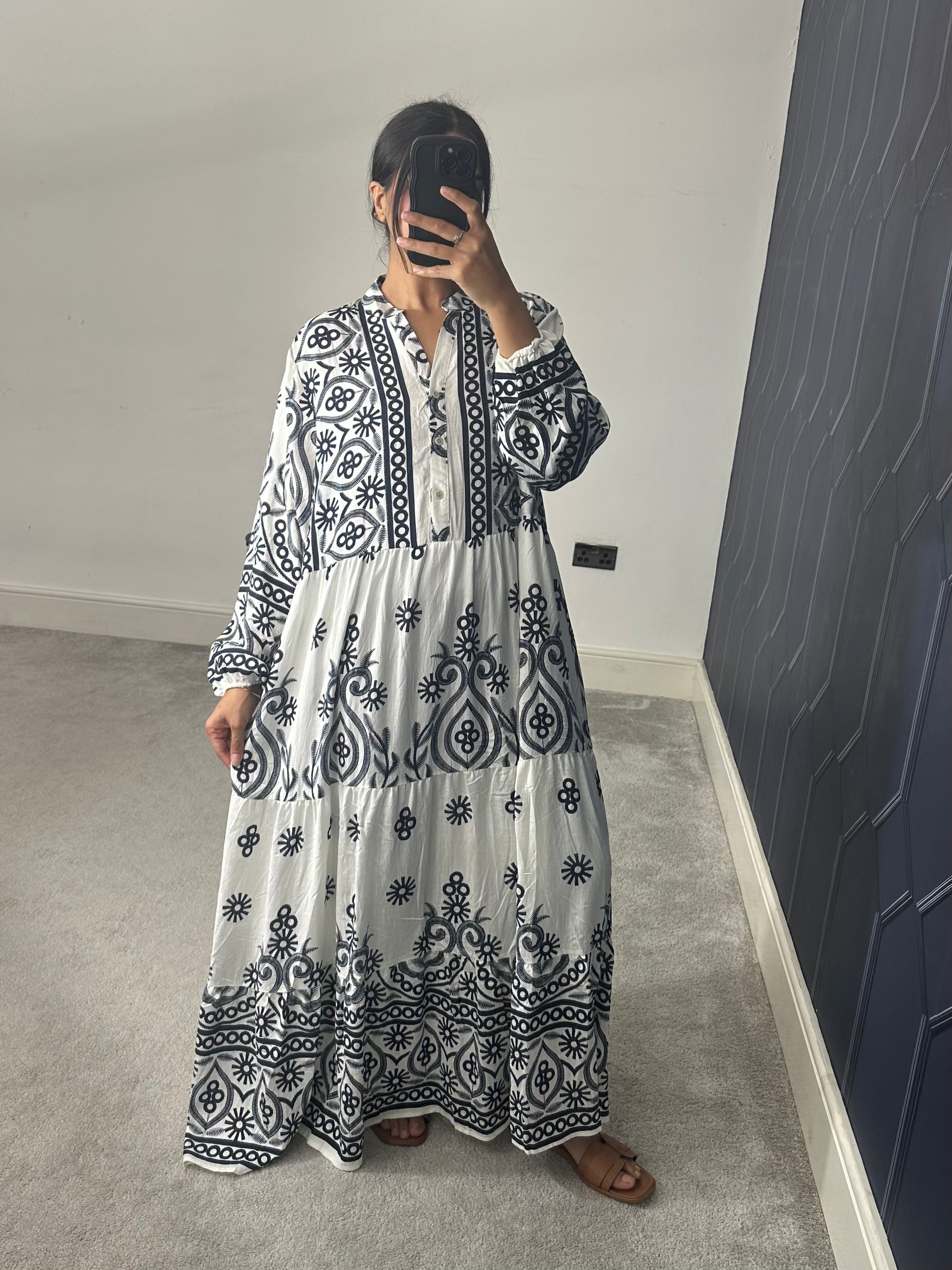 Printed Cotton Long Dress (Plus Size)