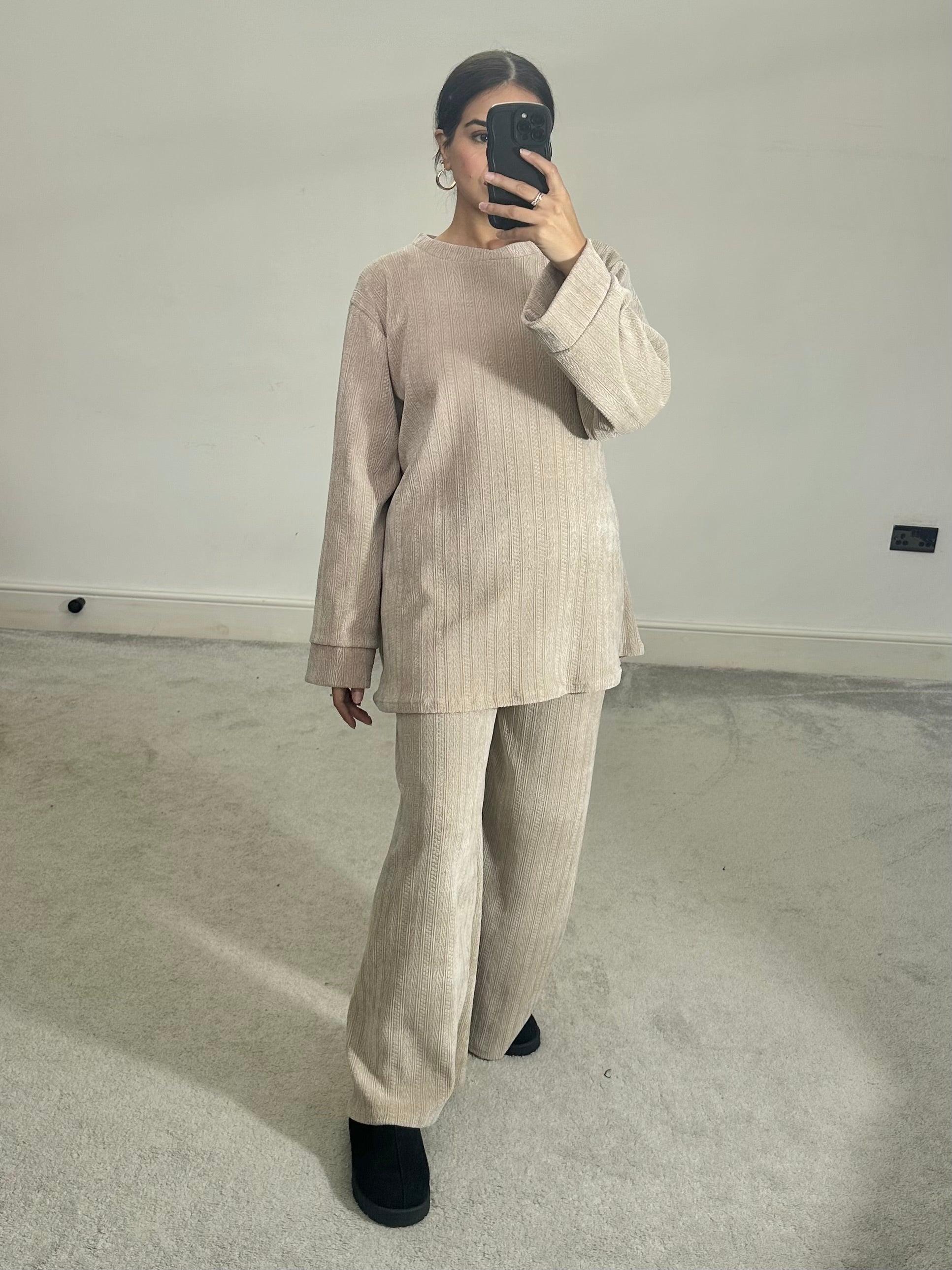 Textured velvet feel corduroy 2 piece co ord set