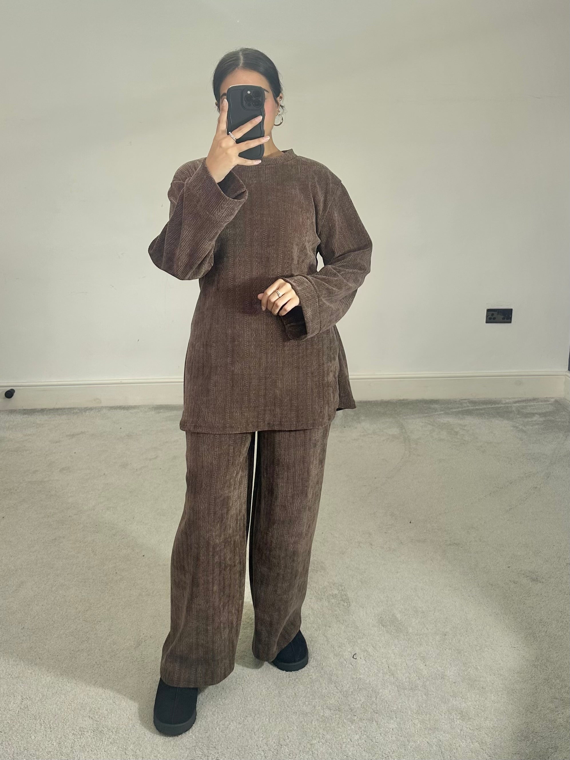 Textured velvet feel corduroy 2 piece co ord set