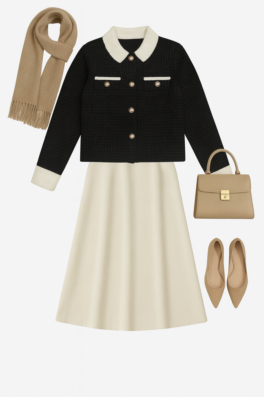 Tweed gold button Cardigan