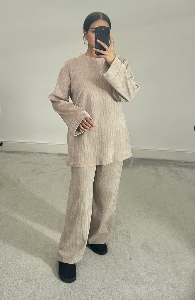 Textured velvet feel corduroy 2 piece co ord set