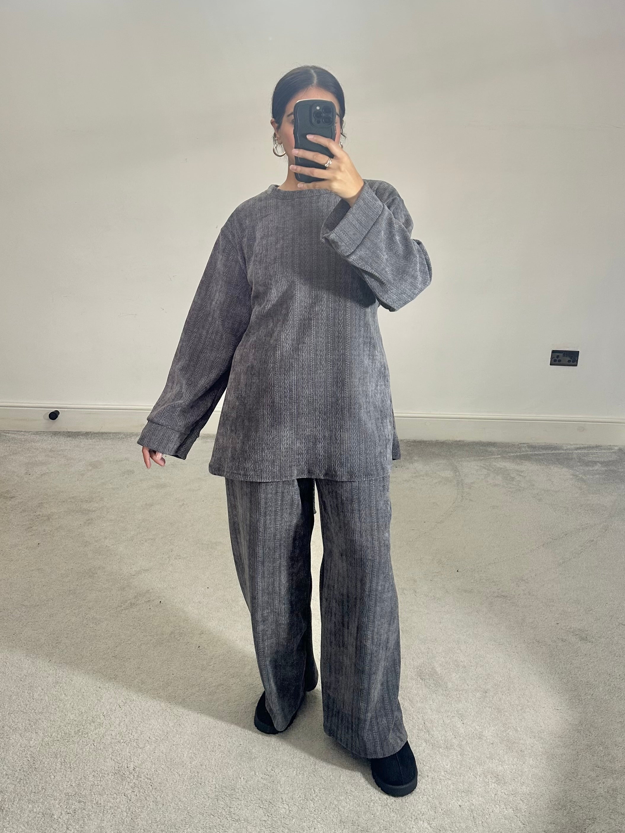 Textured velvet feel corduroy 2 piece co ord set