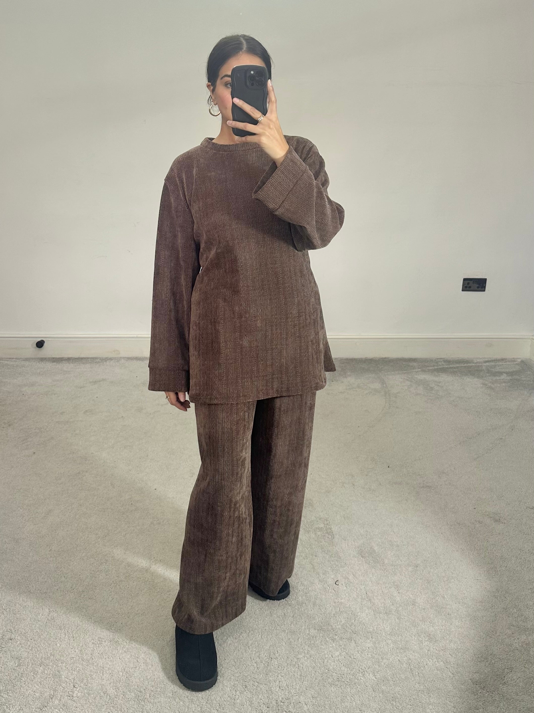 Textured velvet feel corduroy 2 piece co ord set