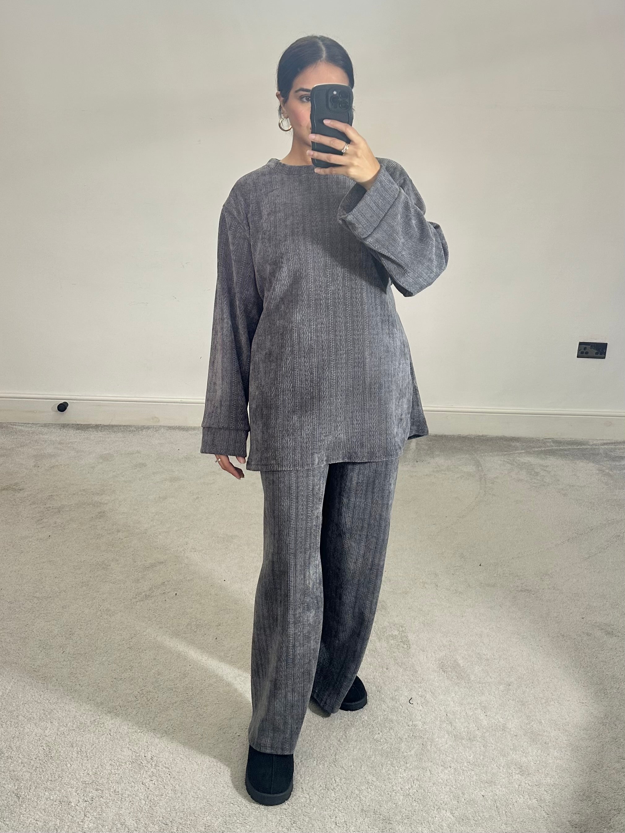 Textured velvet feel corduroy 2 piece co ord set