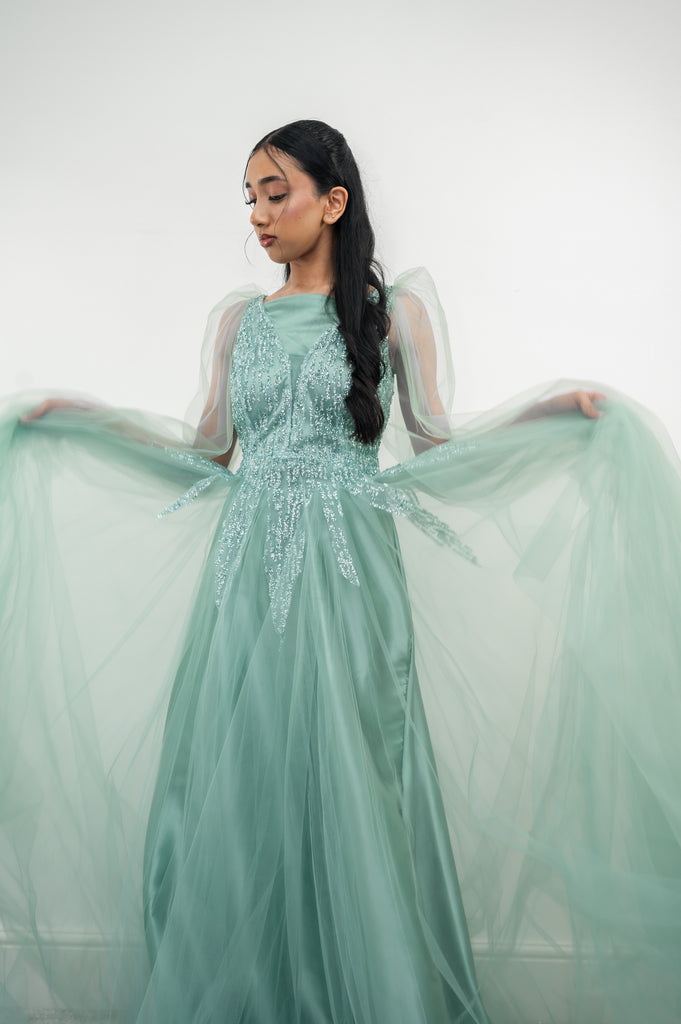 Melike Tulle Gown (Sage)