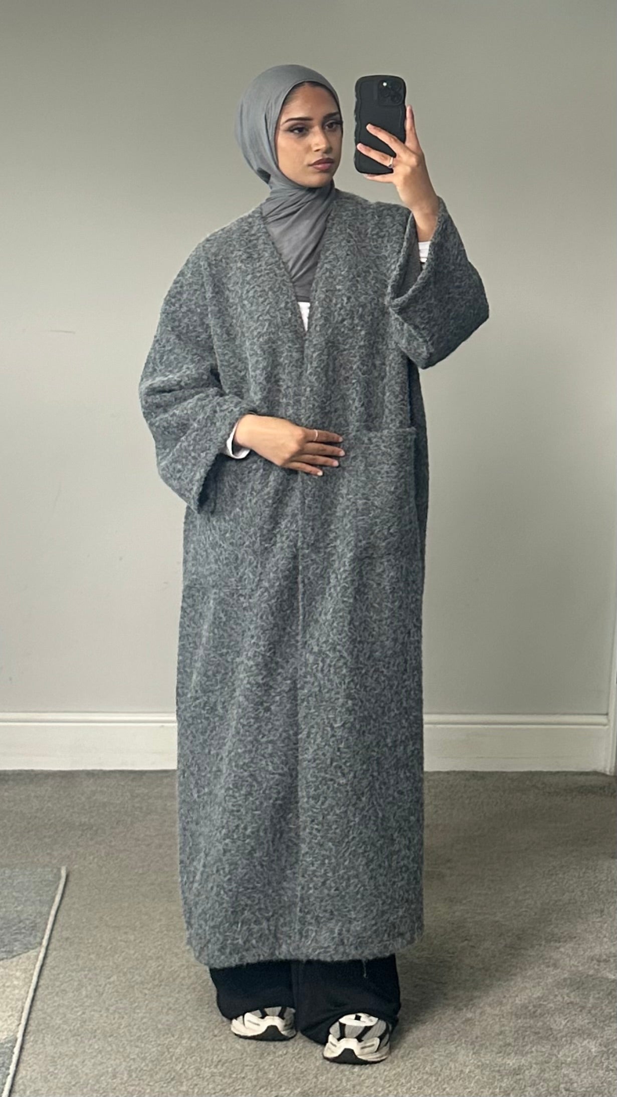 Fleece Fur Longline Coat with pockets