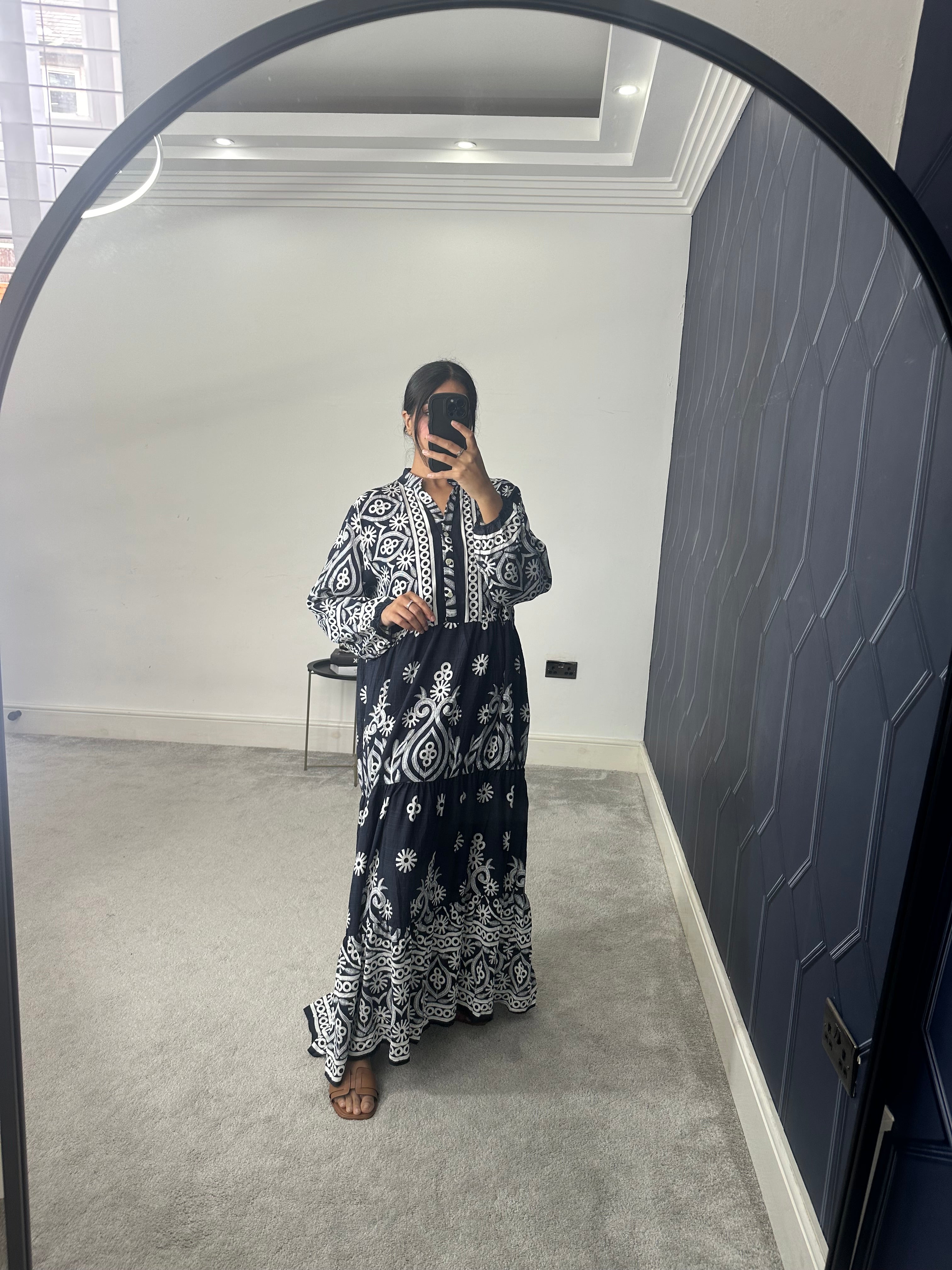 Printed Cotton Long Dress (Plus Size)