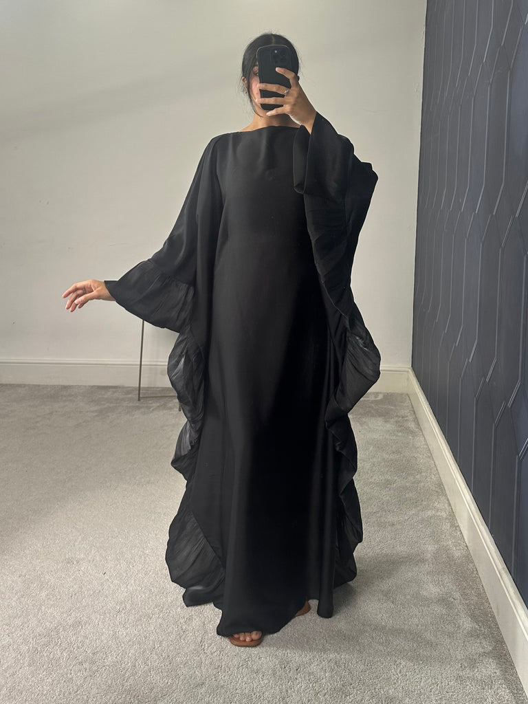 Haniya Ruffle Abaya (Black)