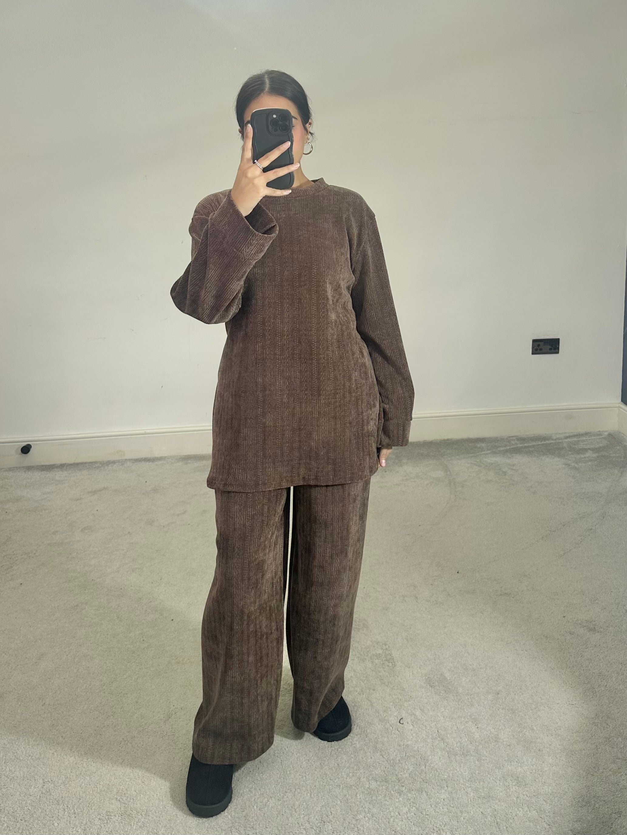 Textured velvet feel corduroy 2 piece co ord set