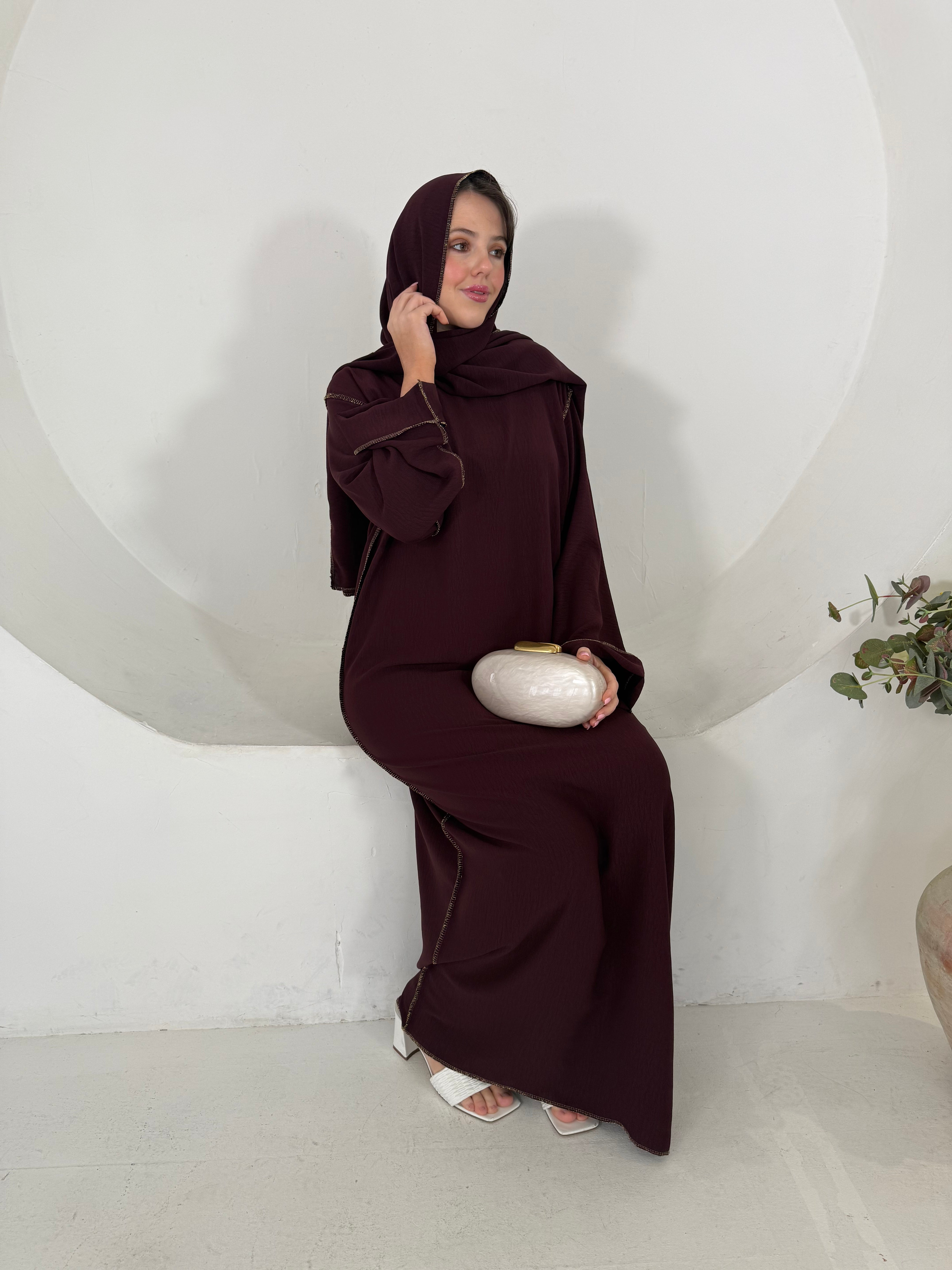 Gold edge attach hijab abaya