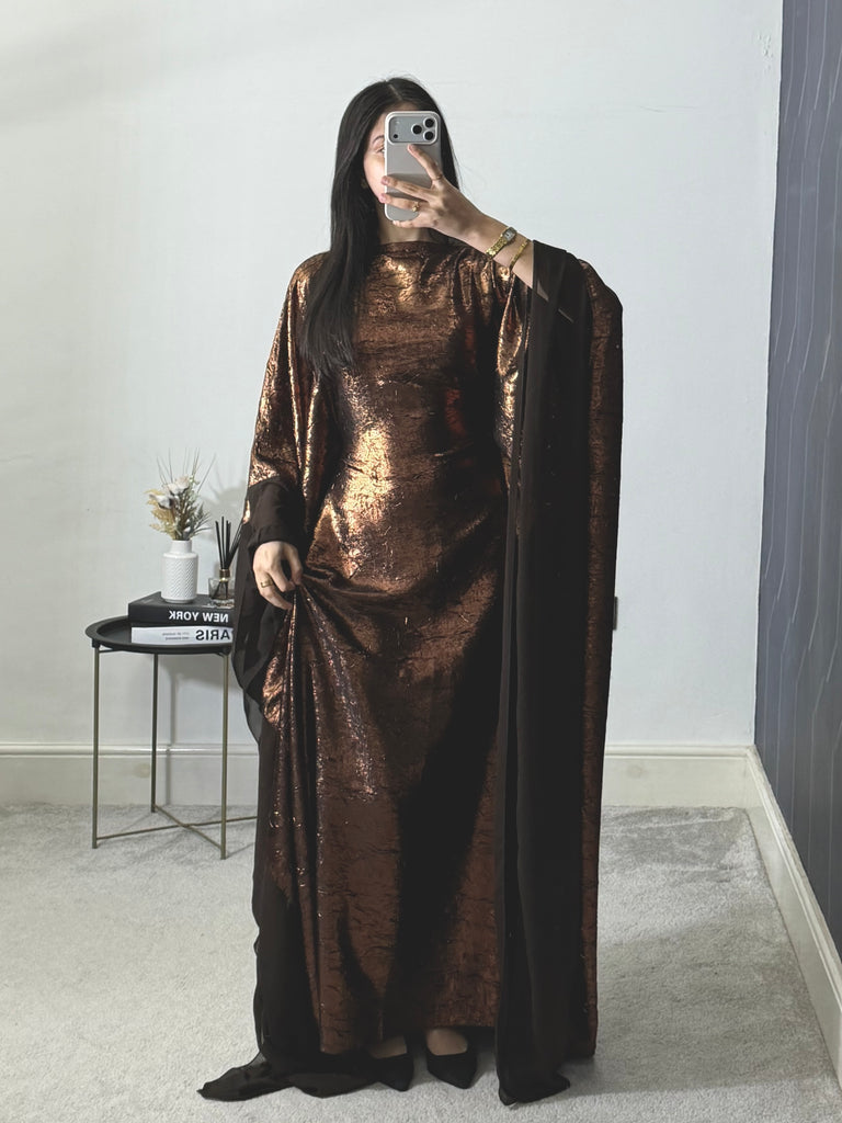 Yusra Metallic Free Size Kaftan with adjustable inner belt
