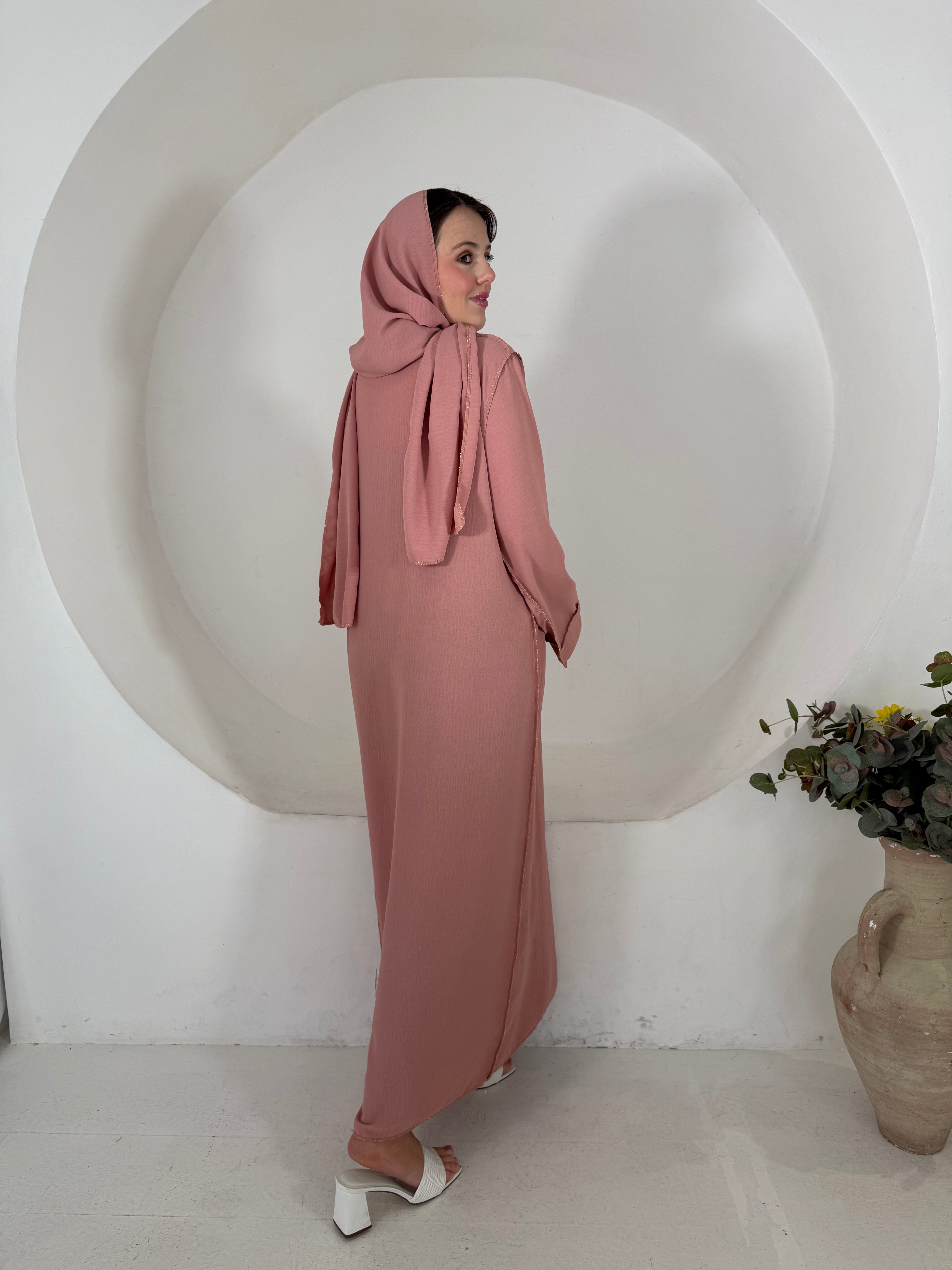 Gold edge attach hijab abaya
